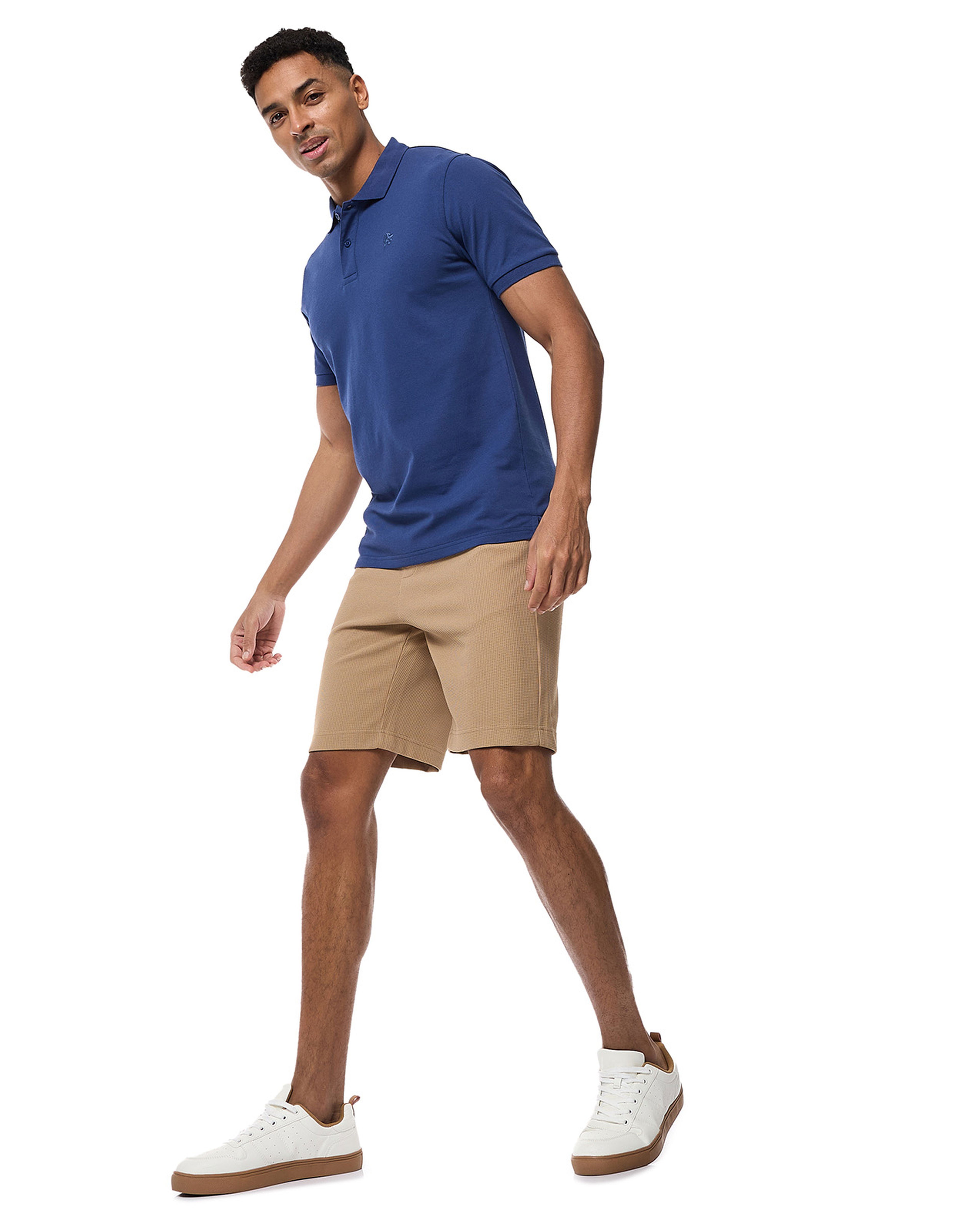Textured Polo T-Shirt with Short Sleeves