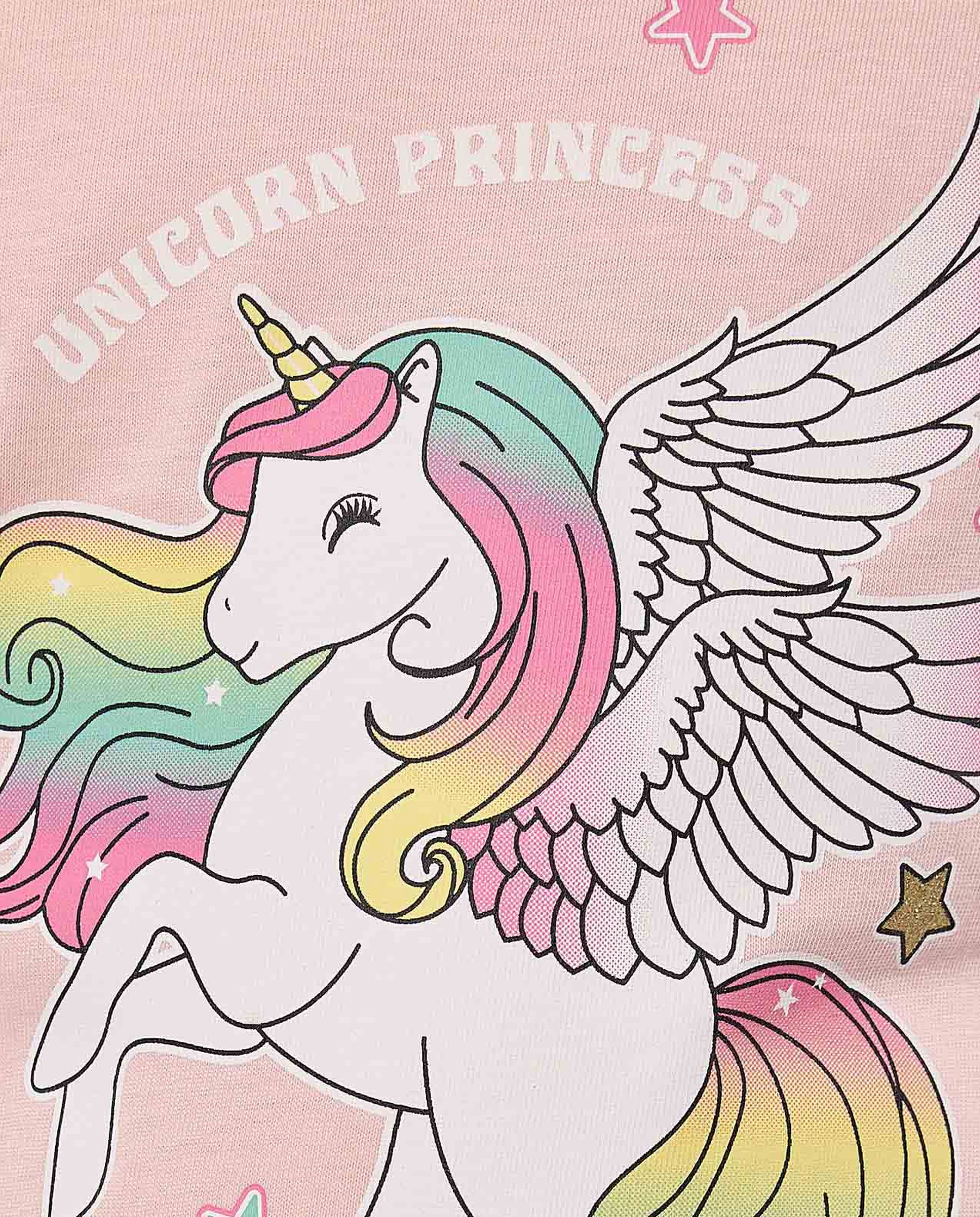 Unicorn Print T-Shirt With Crew Neck and Short Sleeves