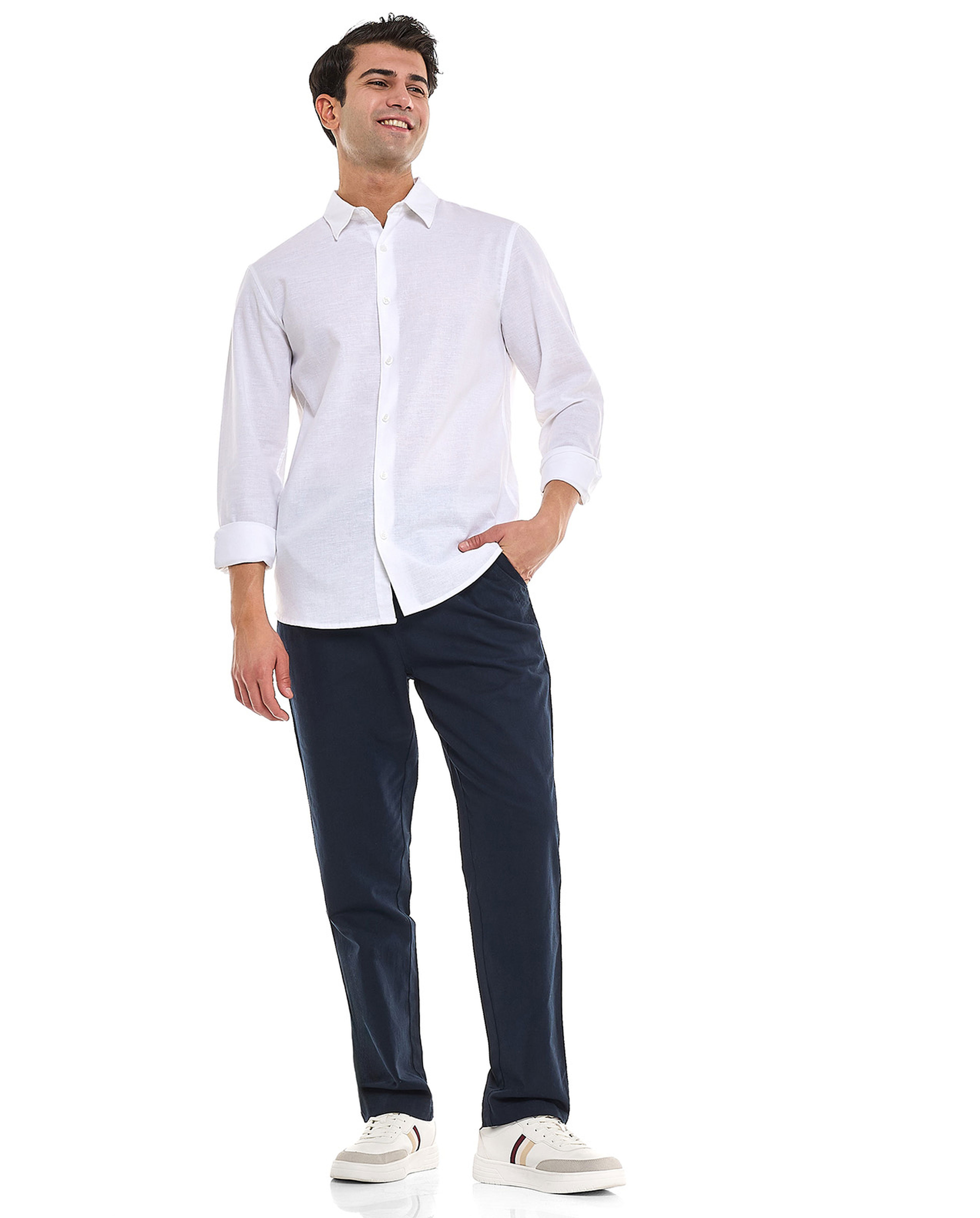 Solid Tapered Pants With Drawstring Waist