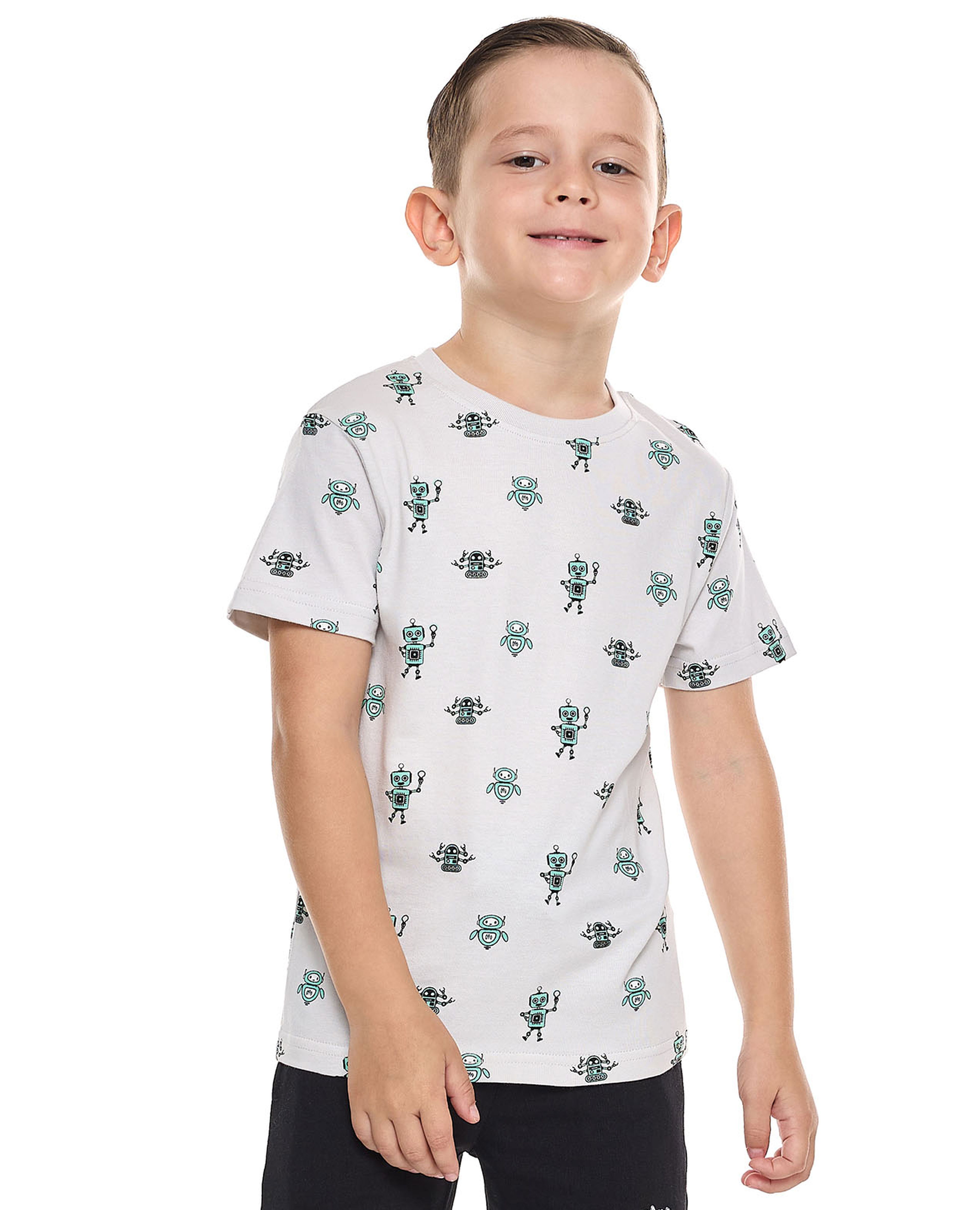 Printed T-Shirt with Crew Neck and Short Sleeves