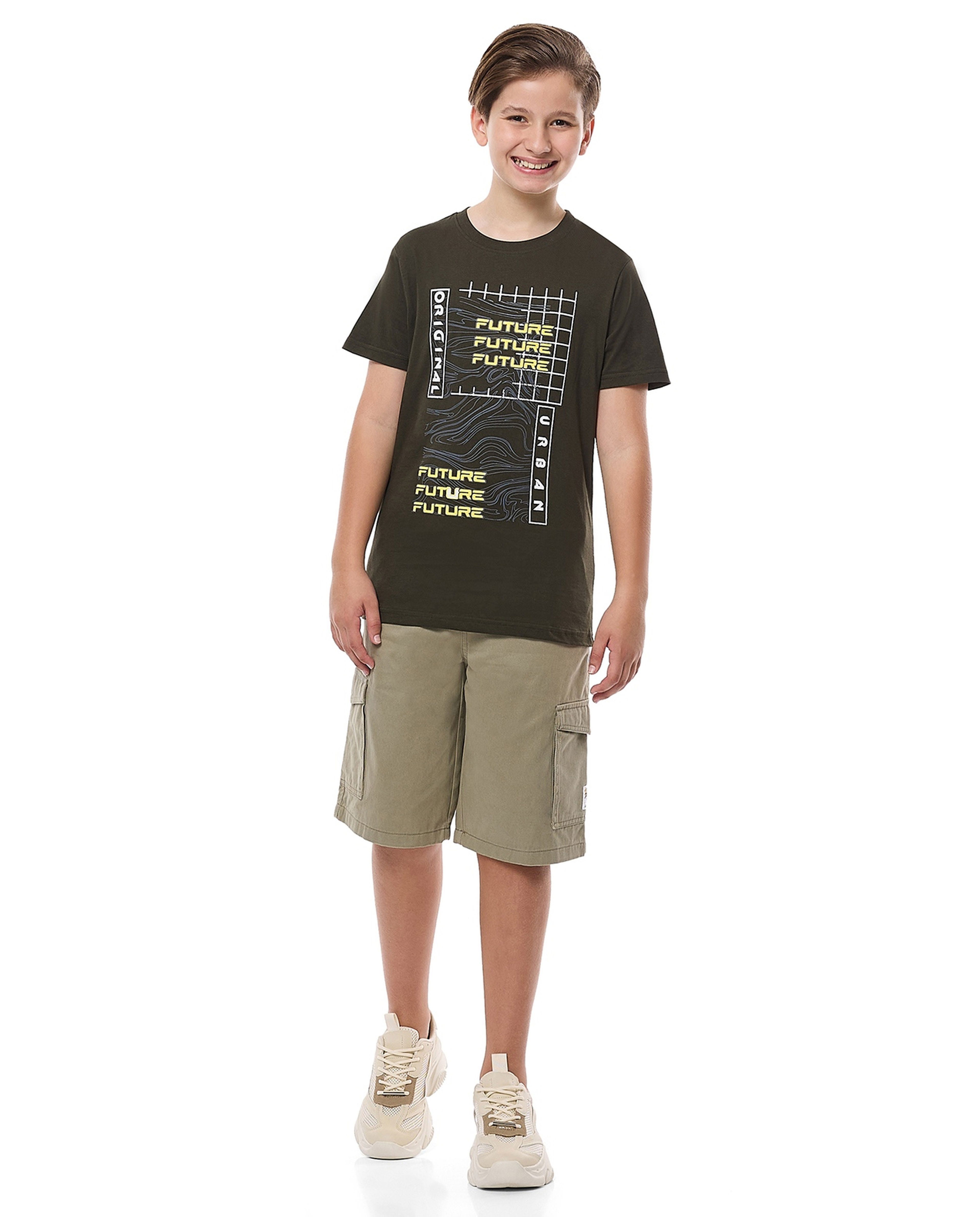 Printed T-Shirt with Crew Neck and Short Sleeves