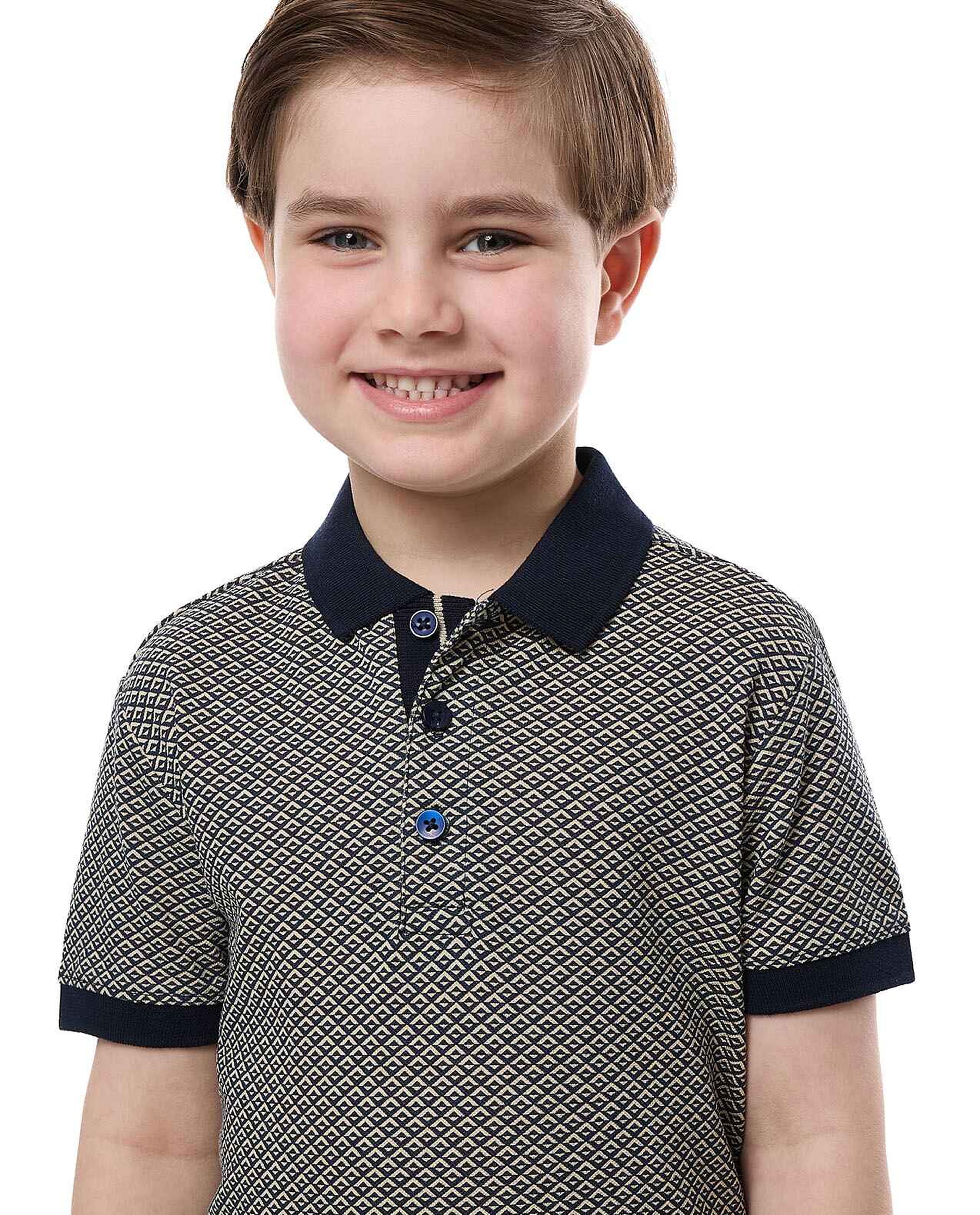 Patterned Polo T-Shirt and Shorts Set