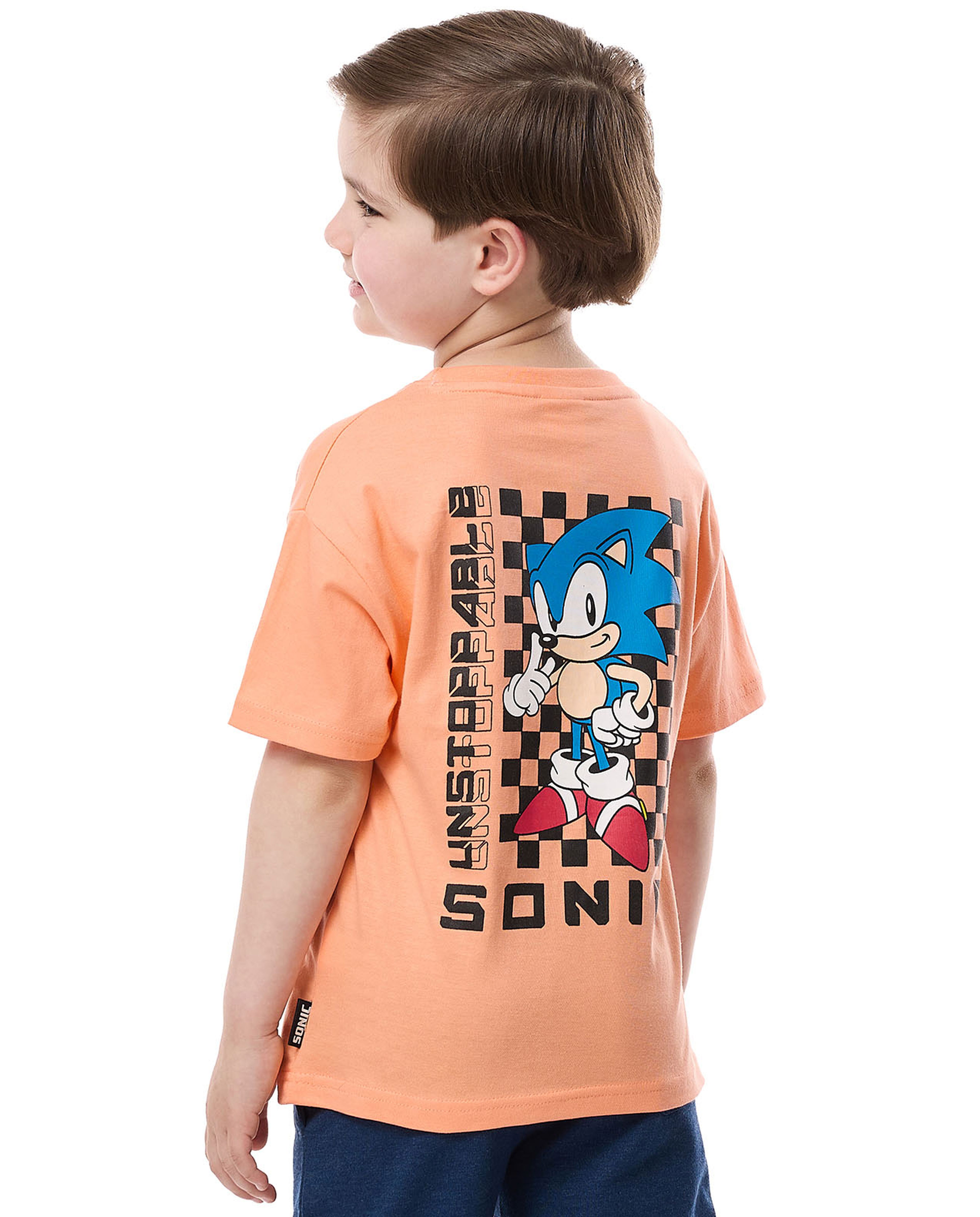 Sonic Printed T-Shirt with Crew Neck and Short Sleeves