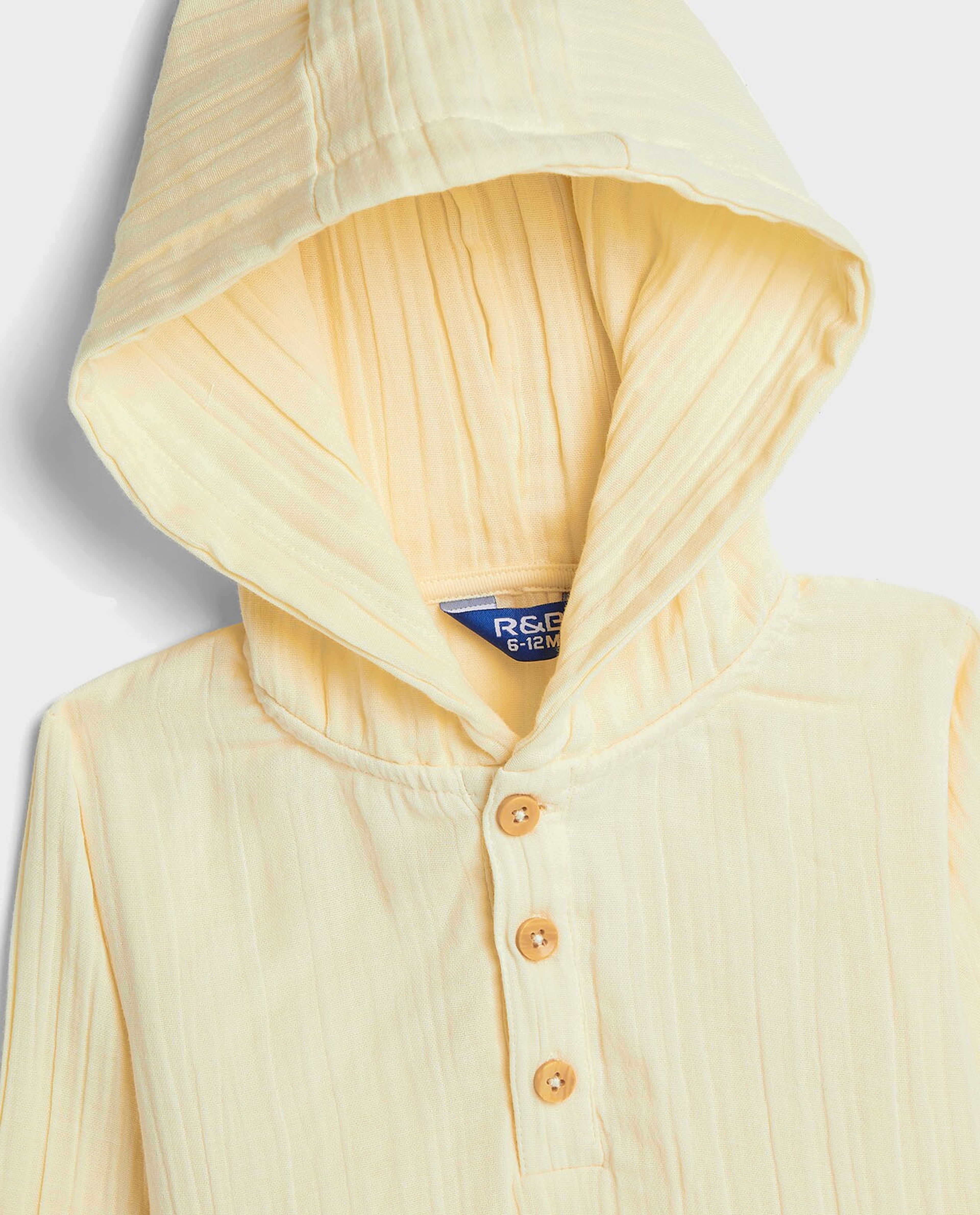 Textured Hooded Shirt with Long Sleeves