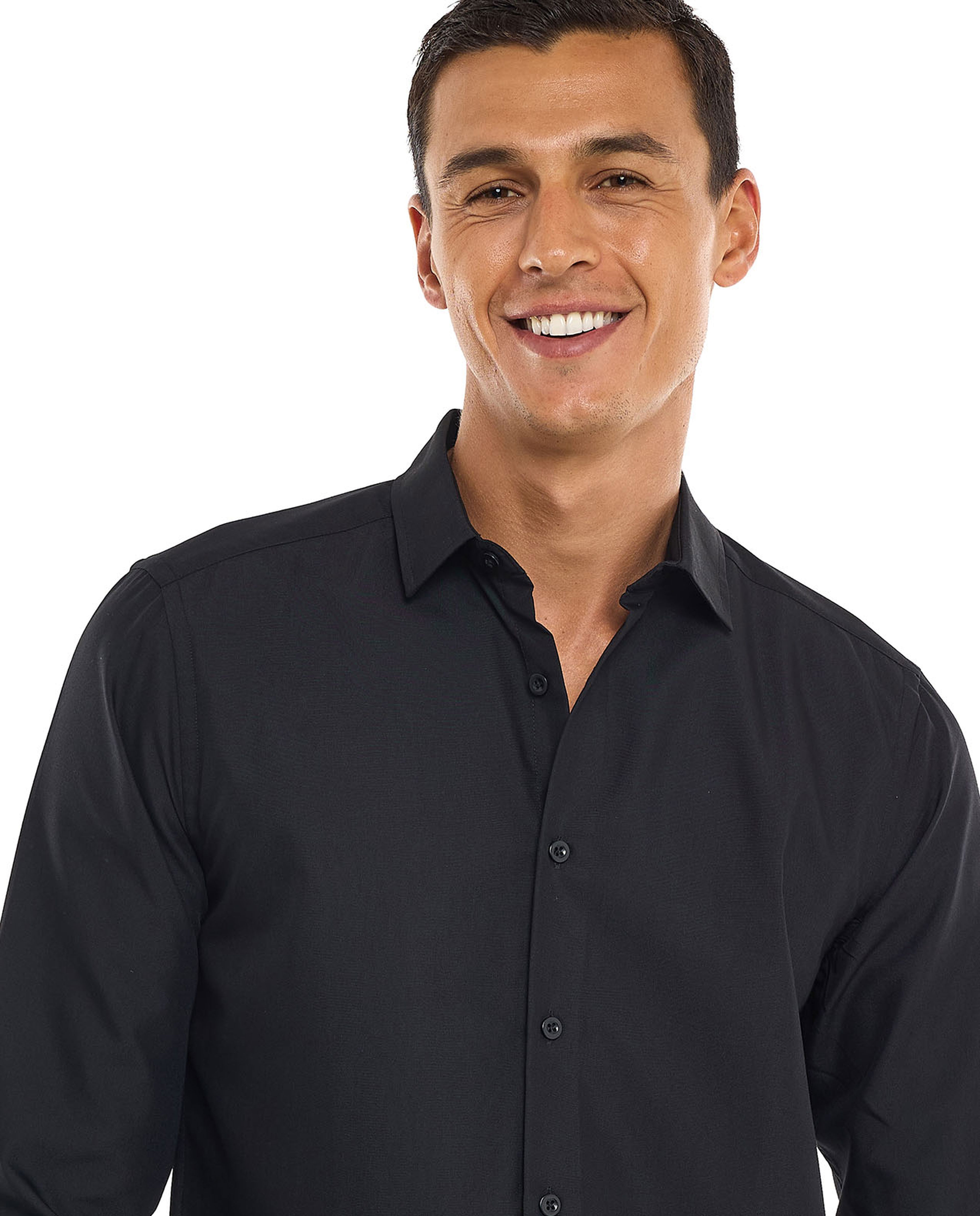 Solid Shirt with Classic Collar and Long Sleeves