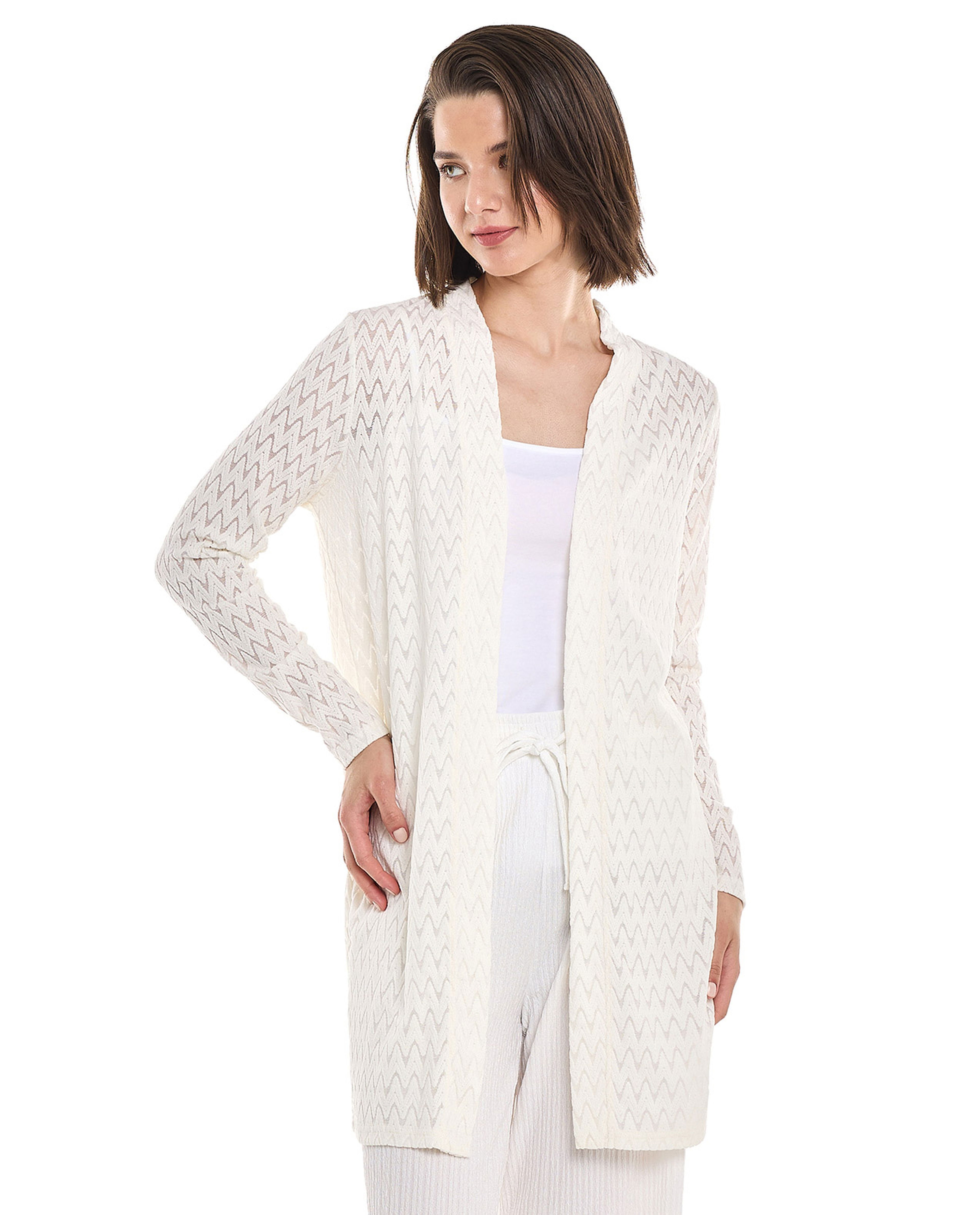 Self Patterned Long Sleeves Kimono