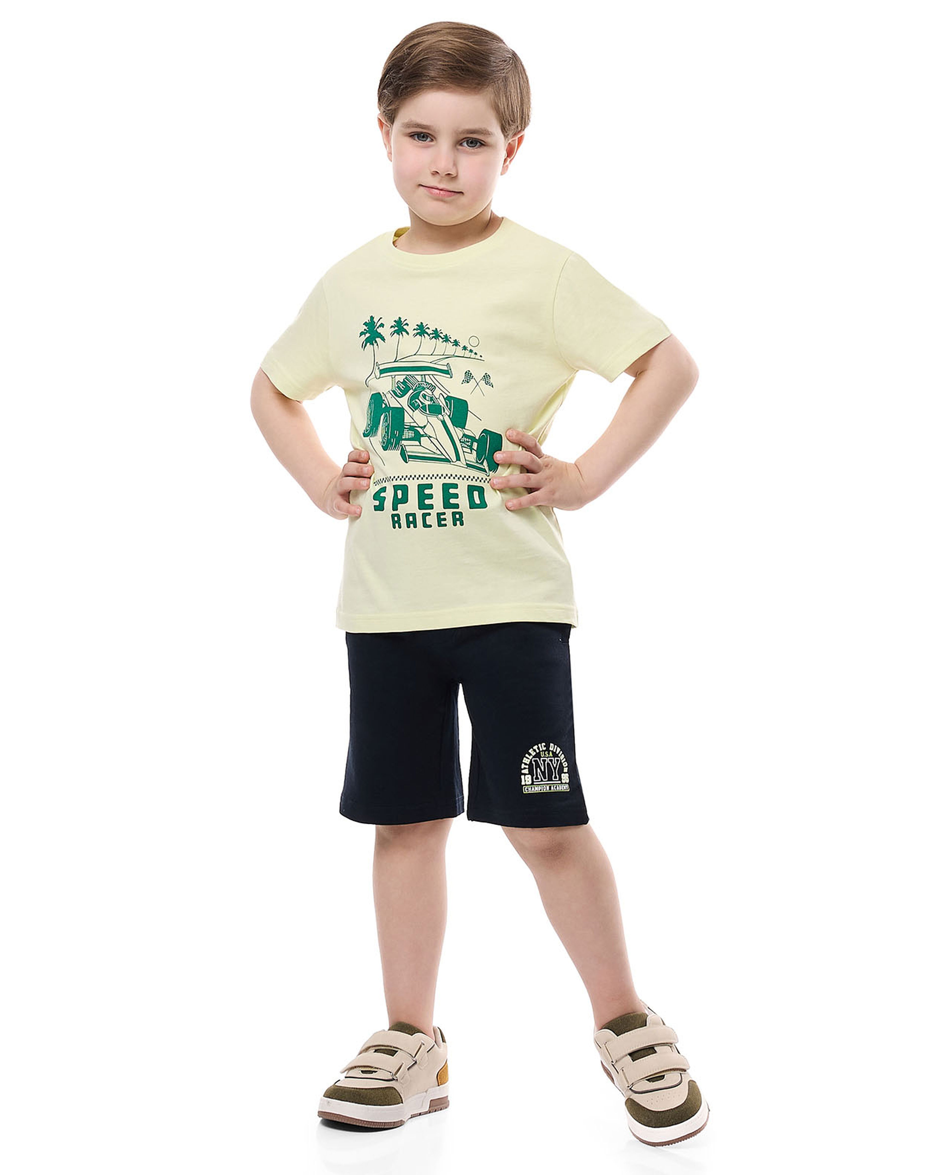 Printed T-Shirt with Crew Neck and Short Sleeves