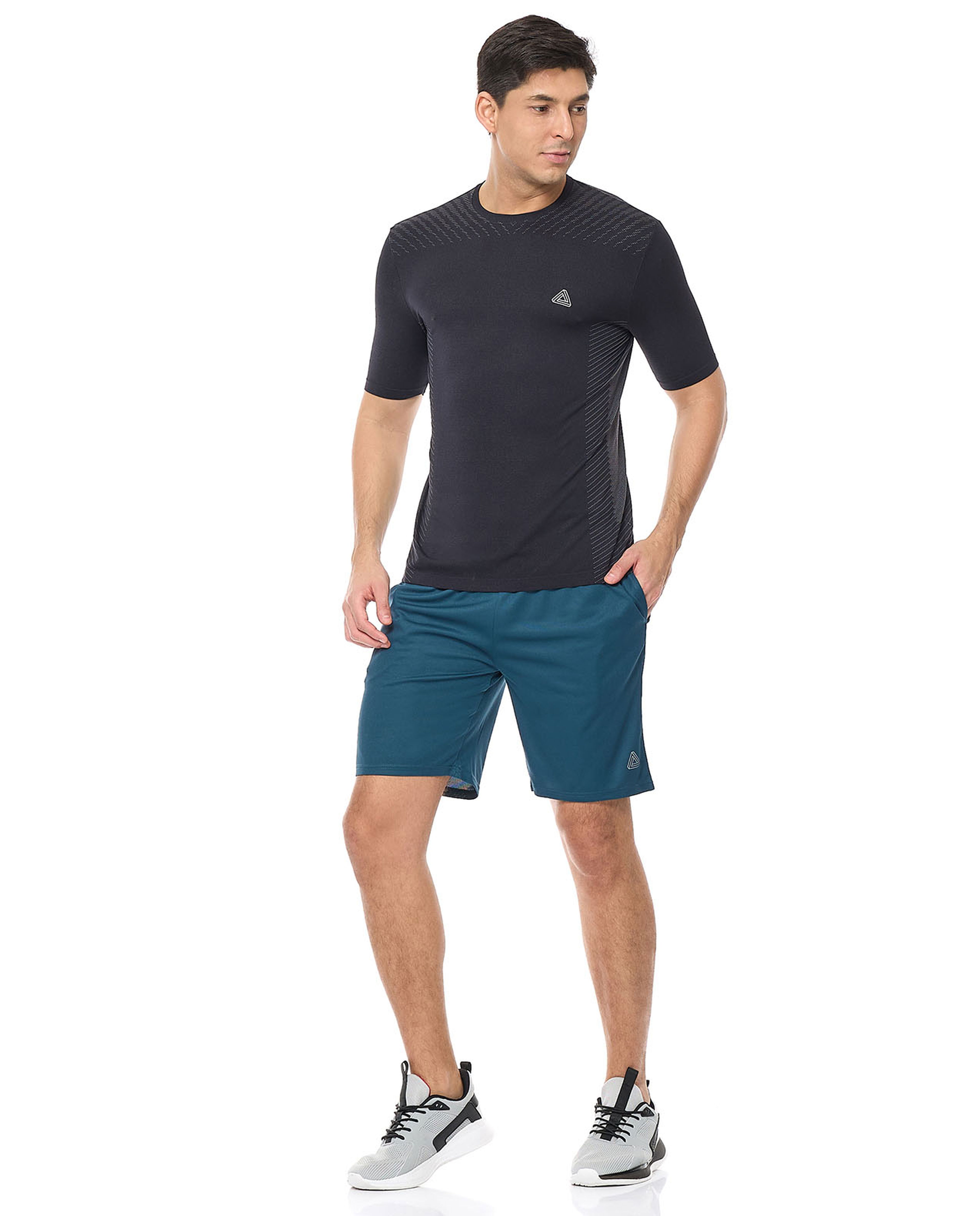 Logo Detail Active T-Shirt with Crew Neck and Short Sleeves
