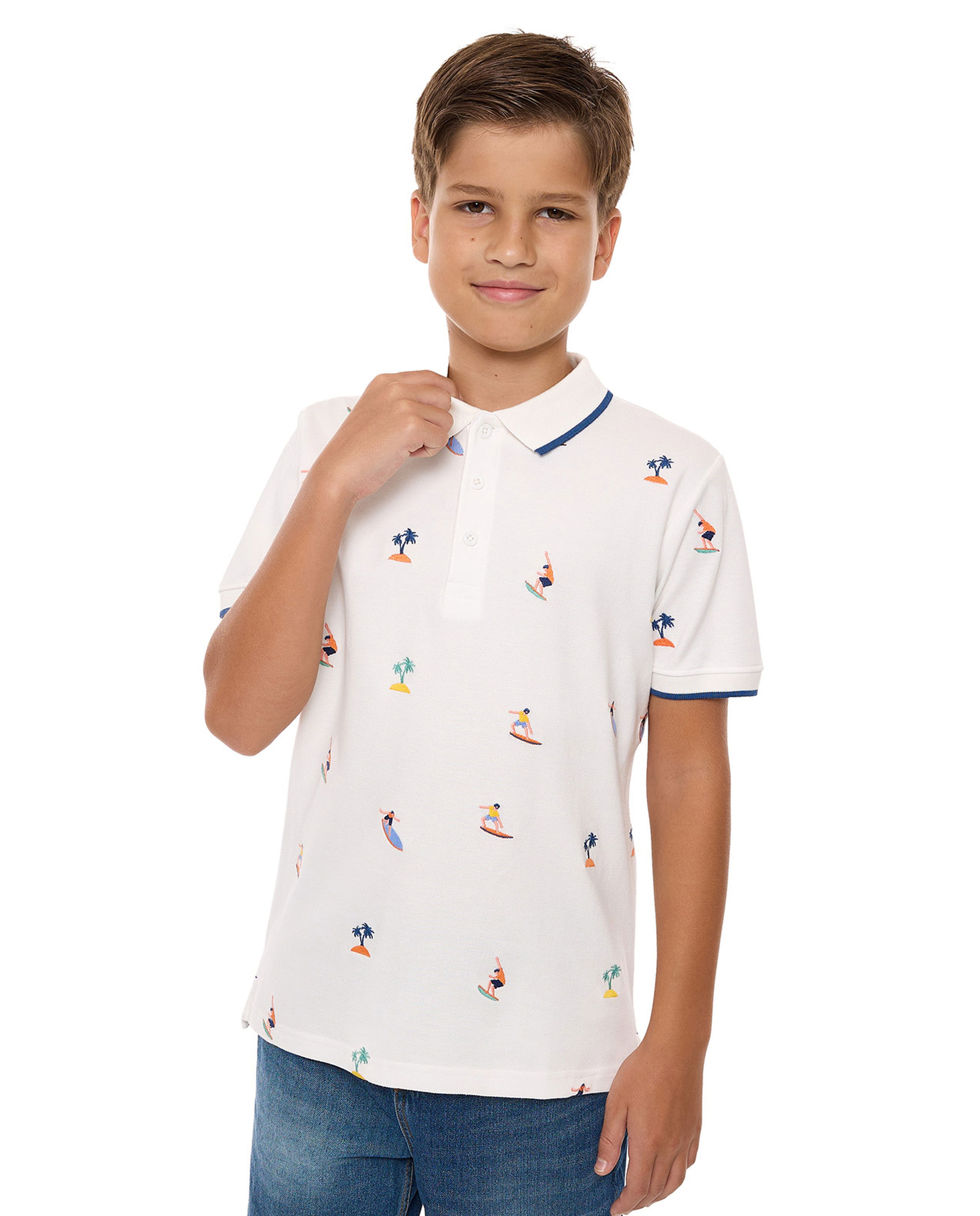 Embroidered Polo T-Shirt with Shirt Sleeves