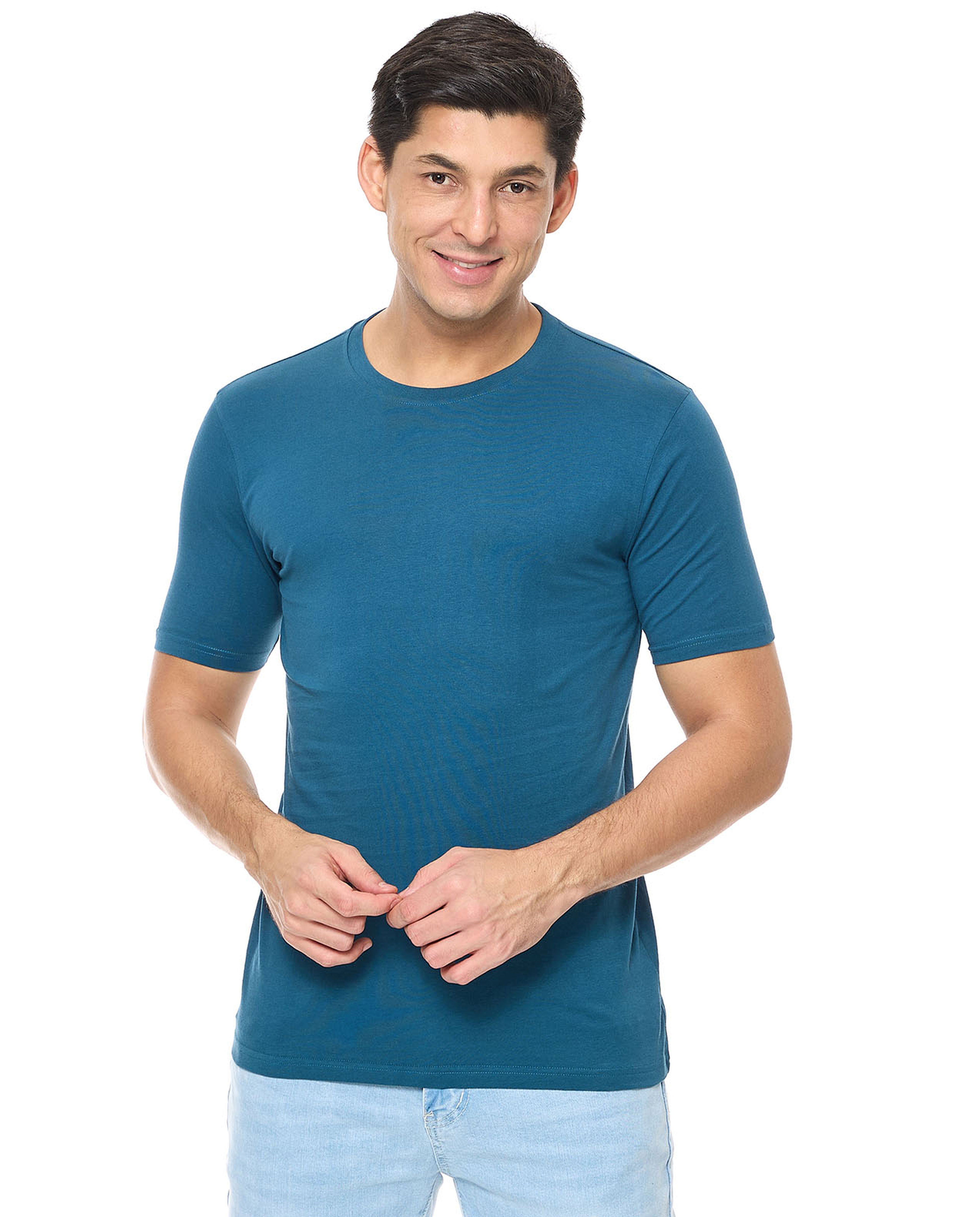 Solid T-Shirt with Crew Neck and Short Sleeves