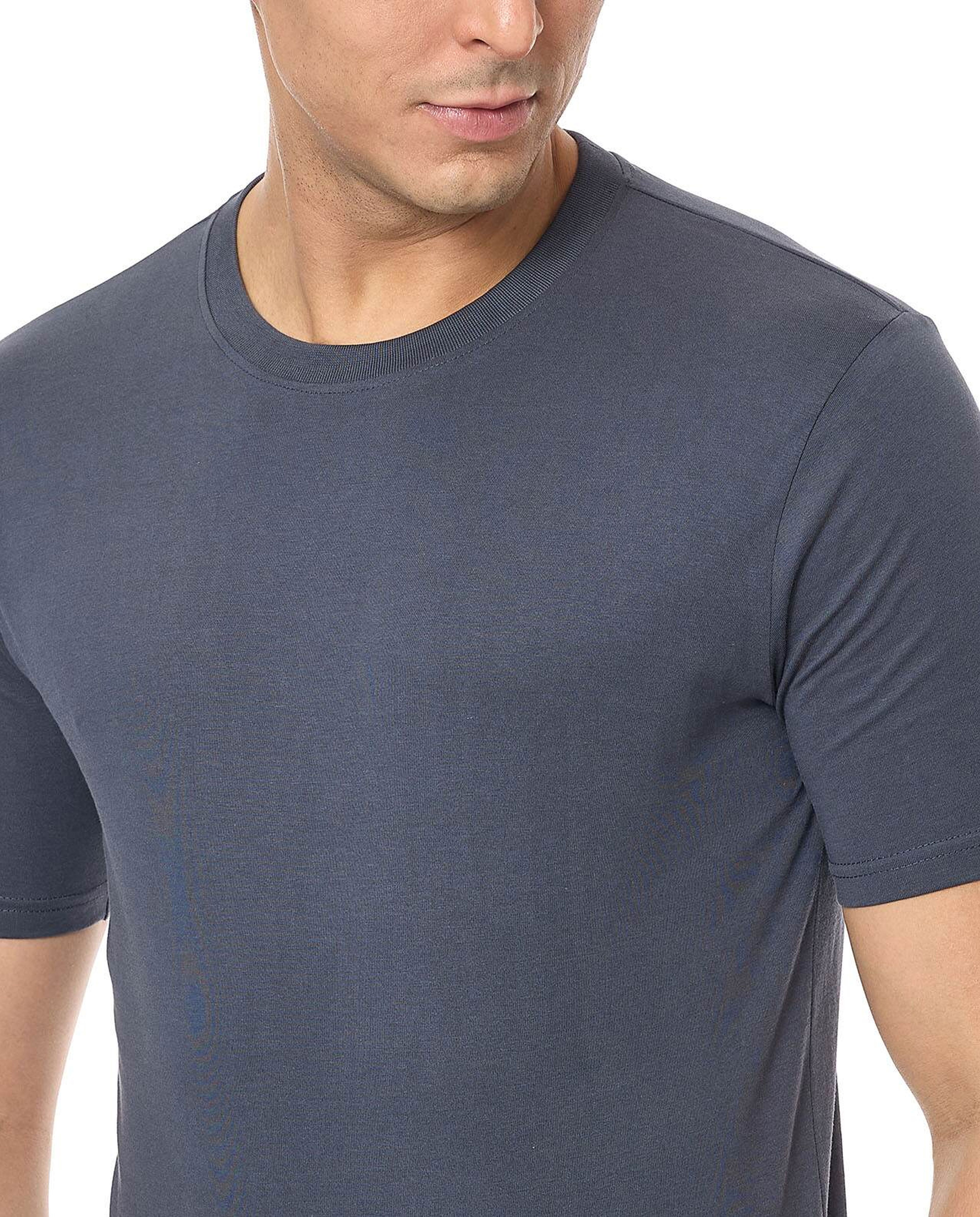 Solid T-Shirt with Crew Neck and Short Sleeves