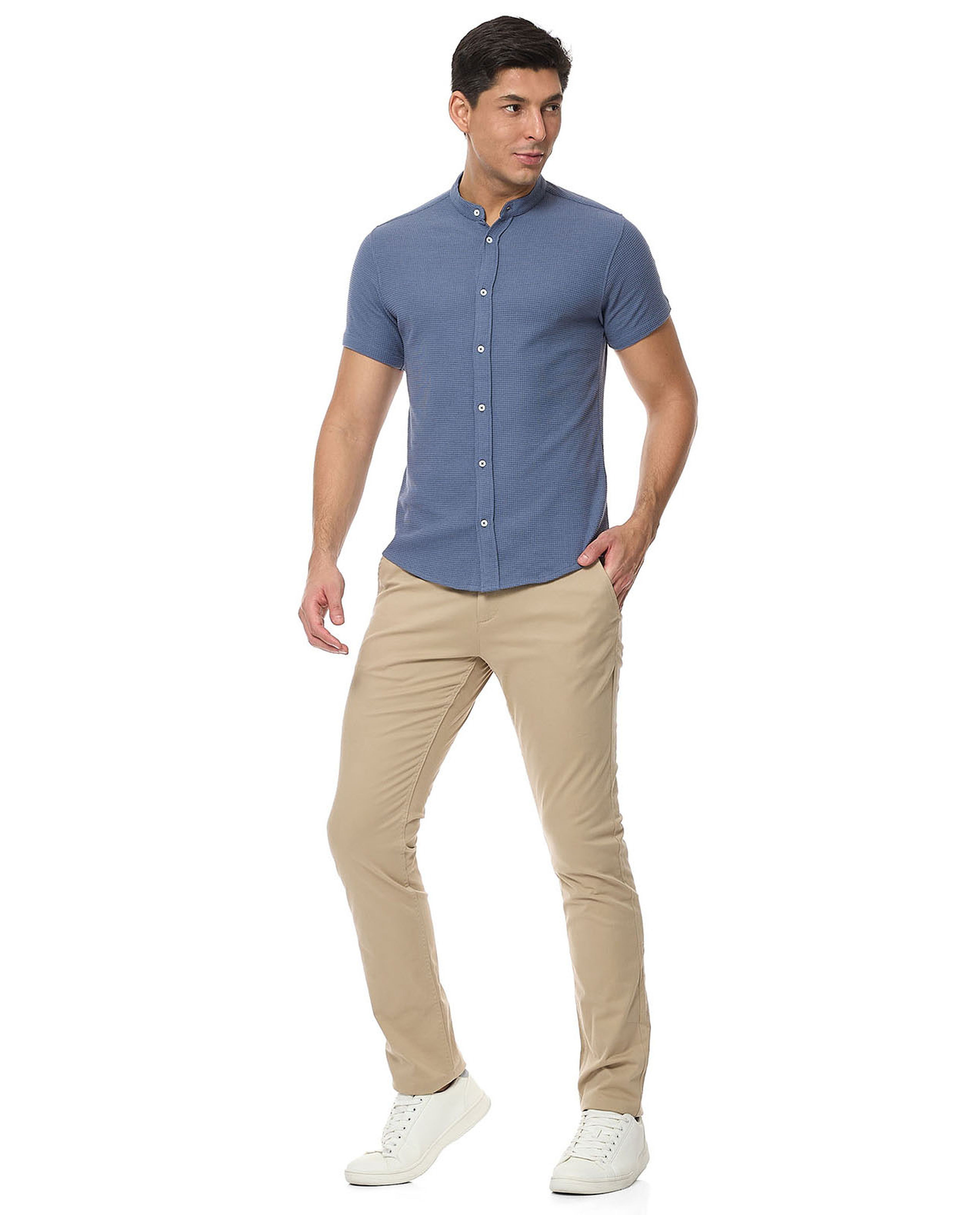 Solid Chino Pants with Button Closure