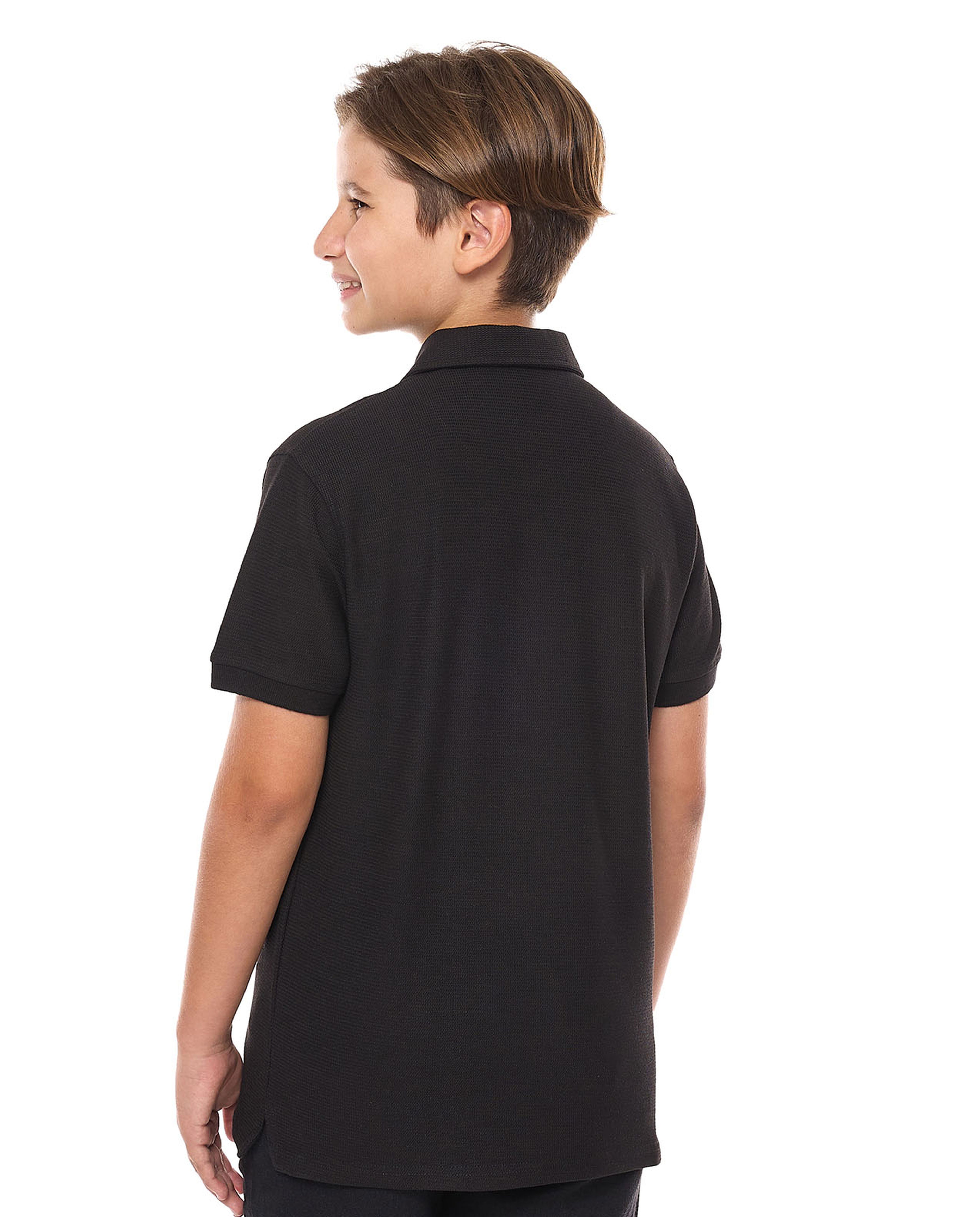 Textured Polo T-Shirt with Short Sleeves