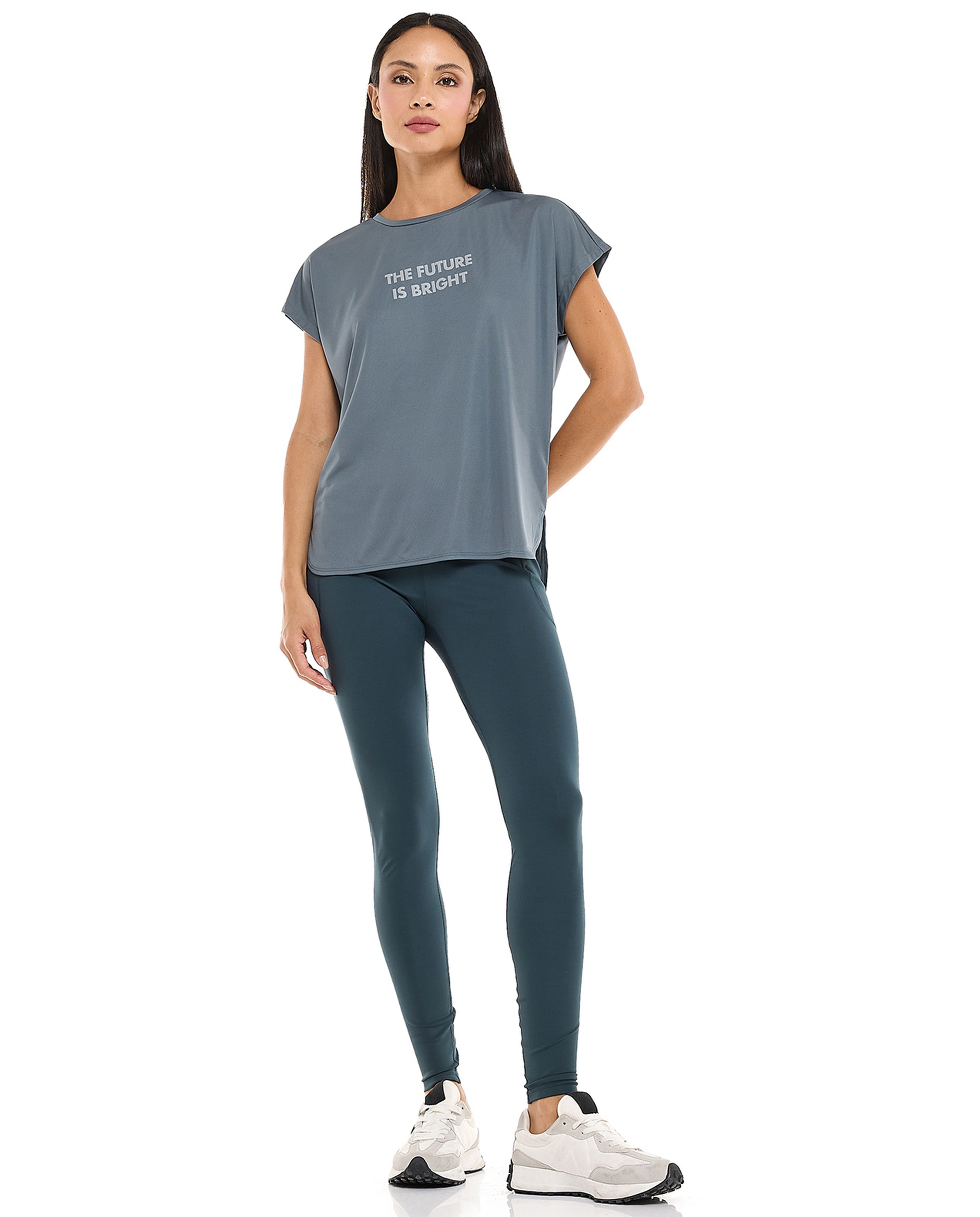 Logo Detail Active T-Shirt with Crew Neck and Short Sleeves