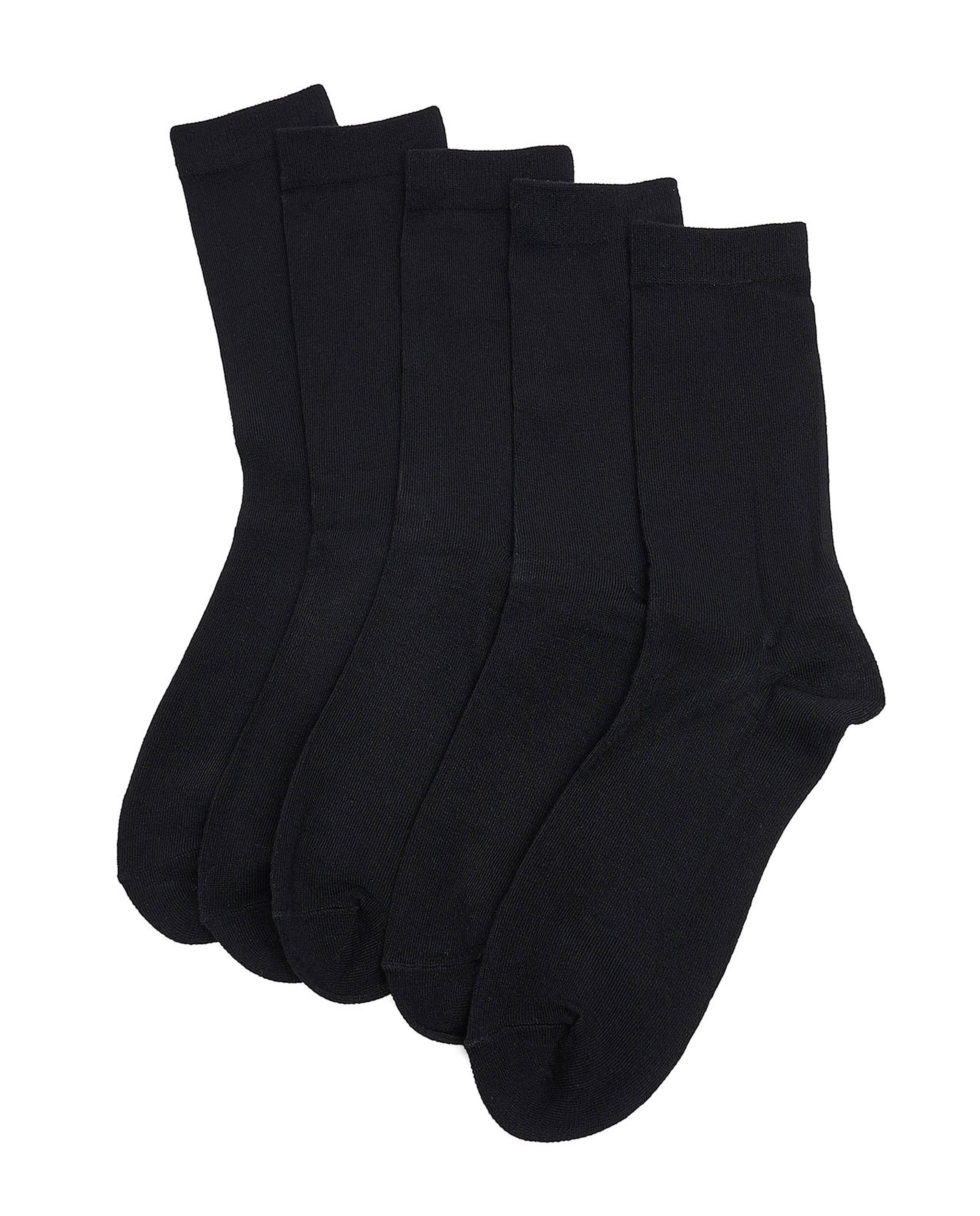 5 Pack Solid Crew Socks
