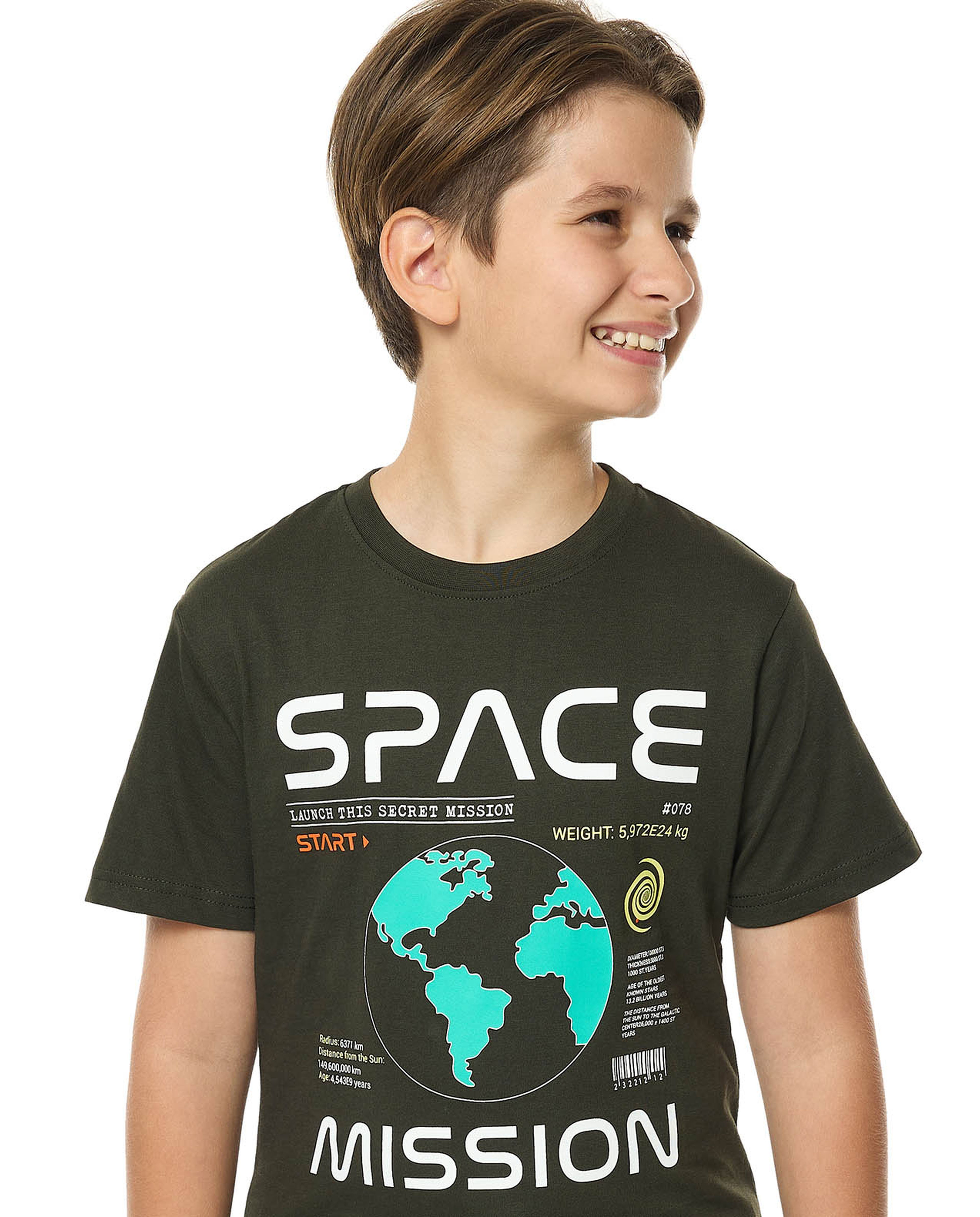 Printed T-Shirt with Crew Neck and Short Sleeves