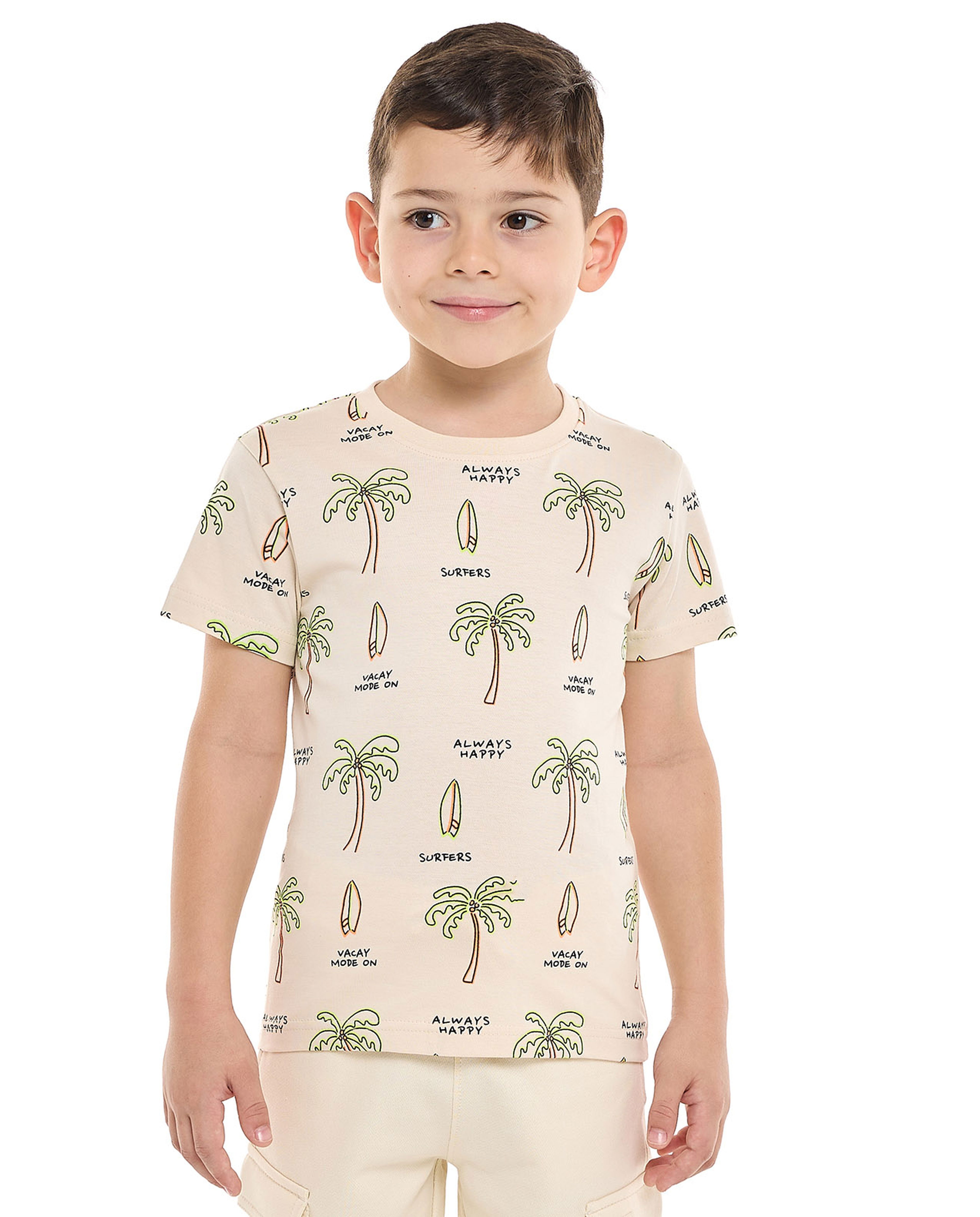 Printed T-Shirt with Crew Neck and Short Sleeves