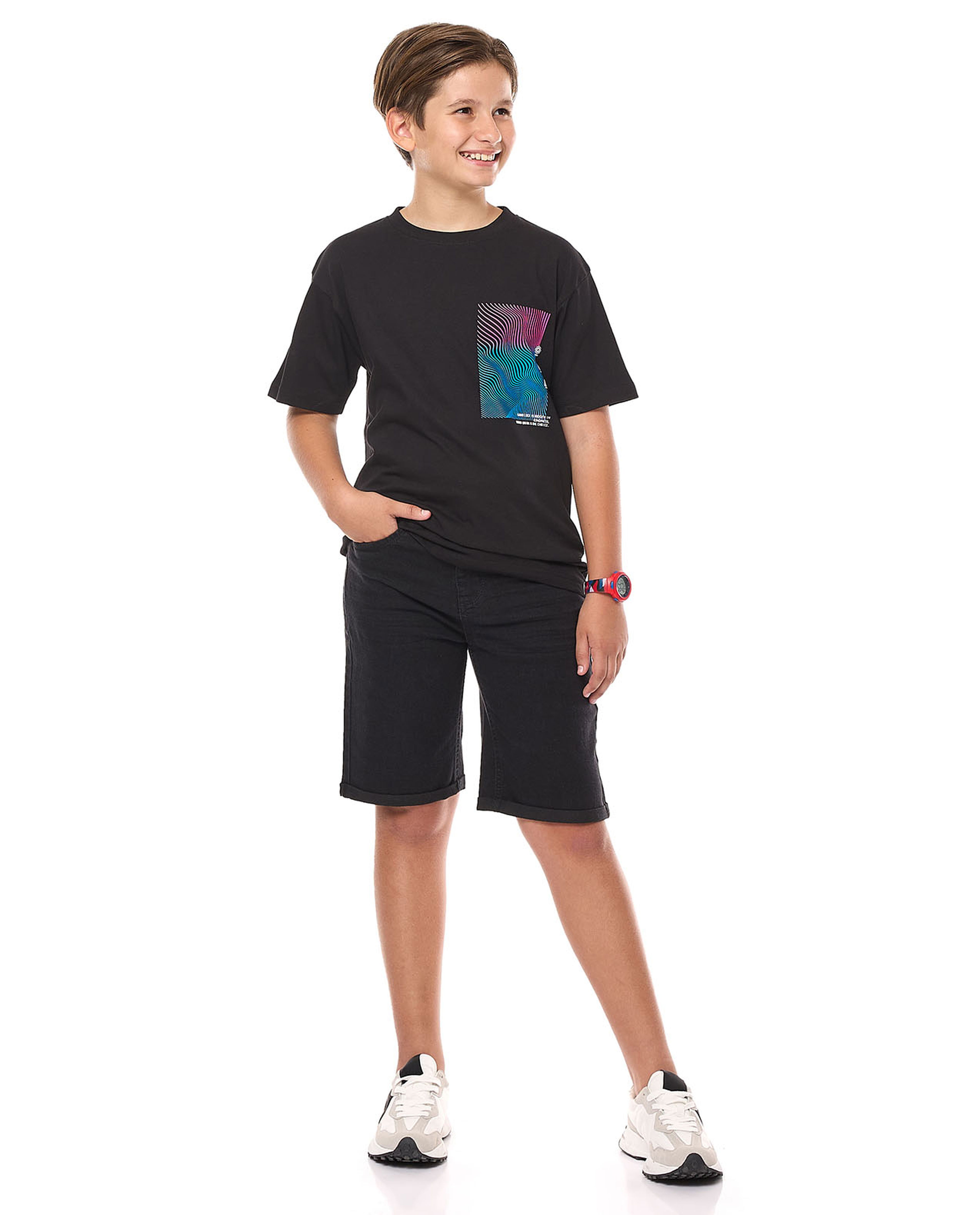 Printed T-Shirt with Crew Neck and Short Sleeves