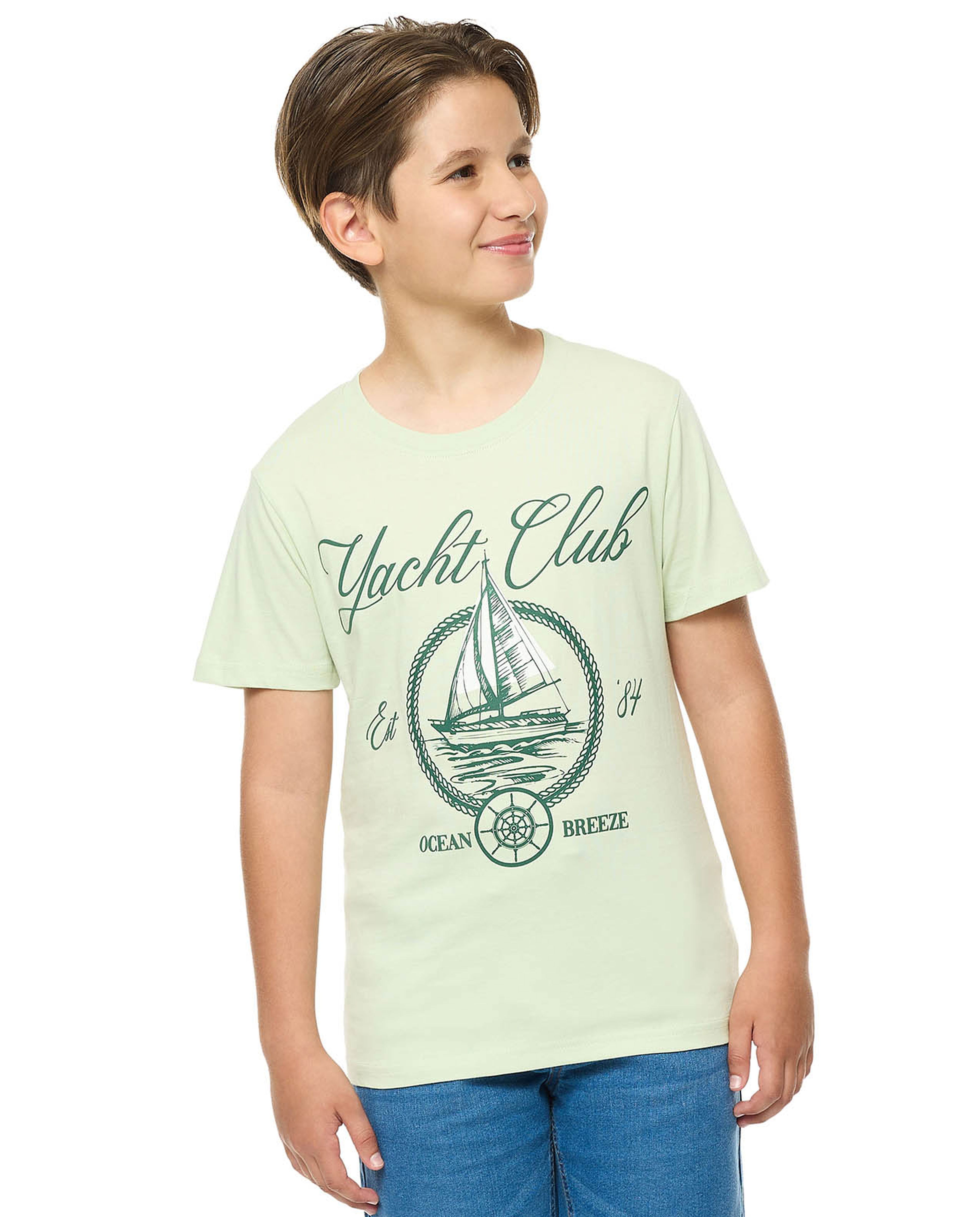 Printed T-Shirt with Crew Neck and Short Sleeves