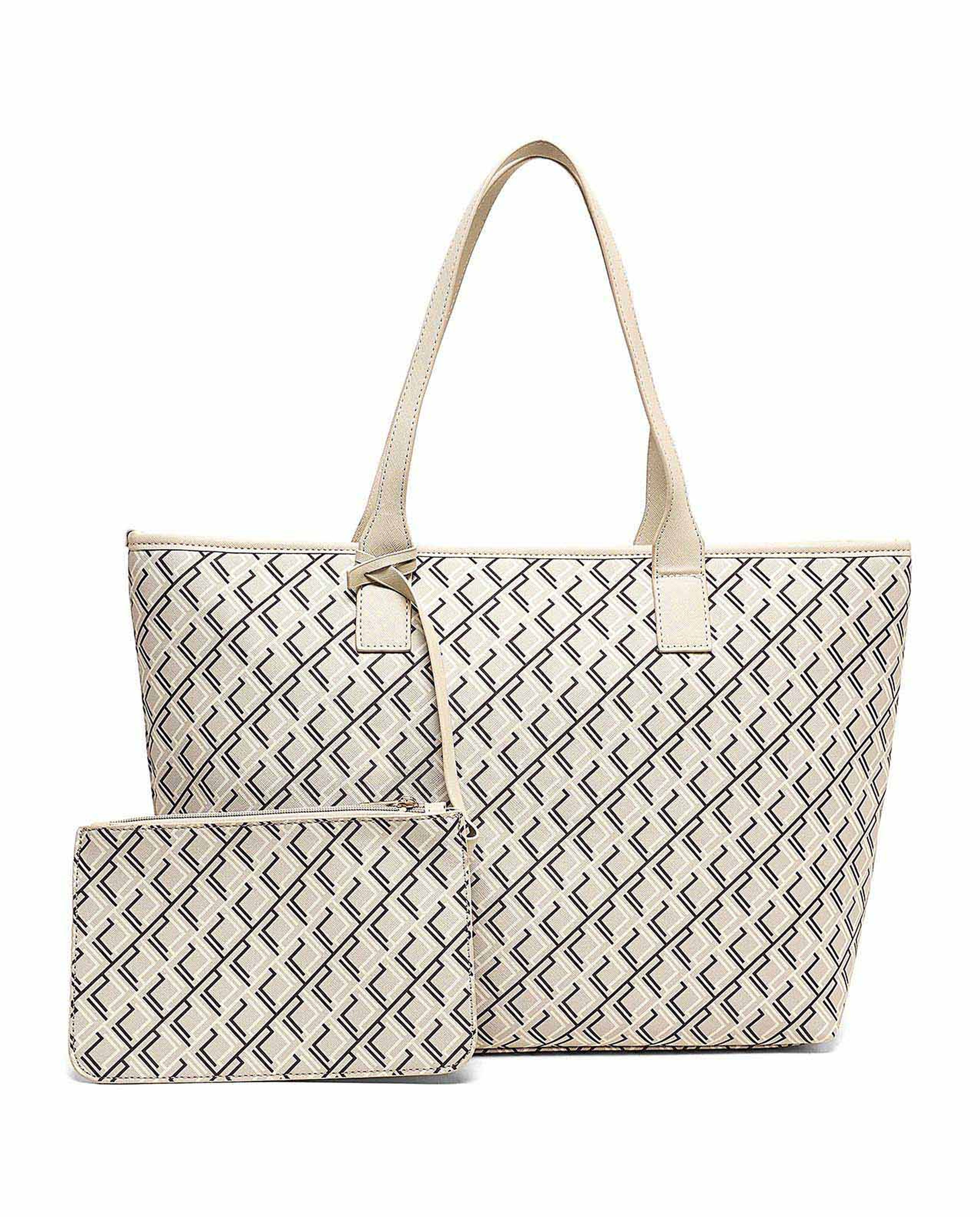Patterned Tote Bag with Pouch