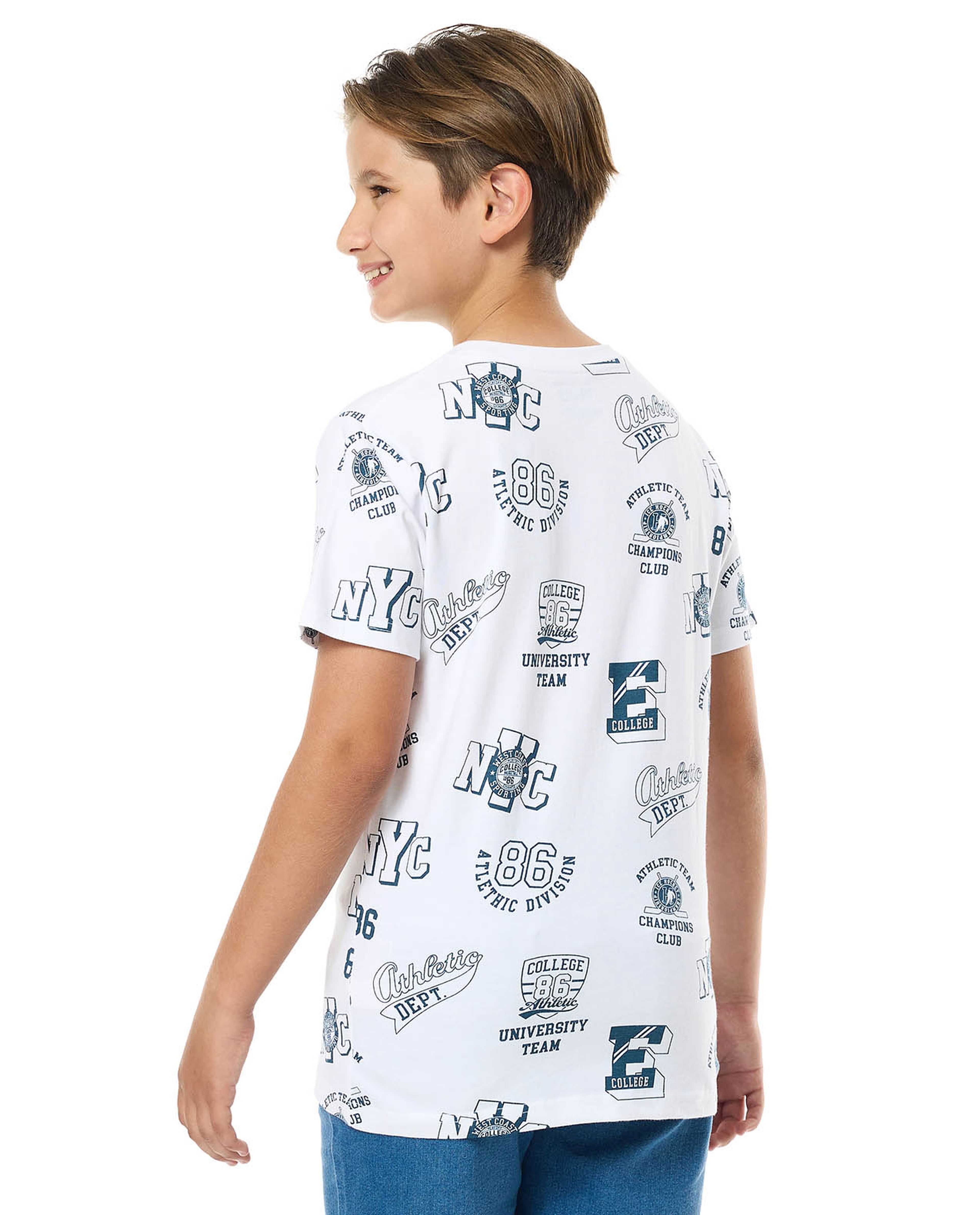 Printed T-Shirt with Crew Neck and Short Sleeves