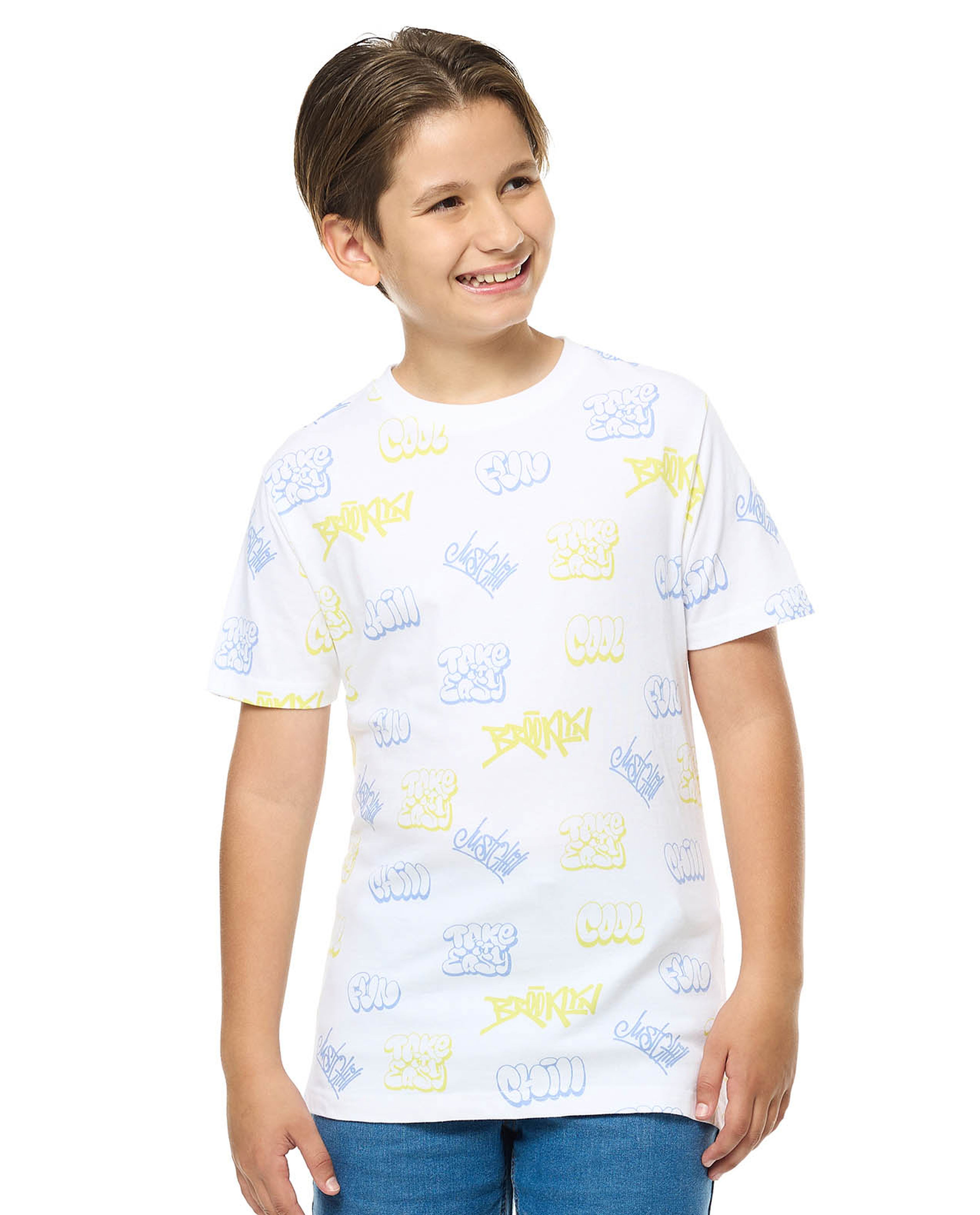Printed T-Shirt with Crew Neck and Short Sleeves