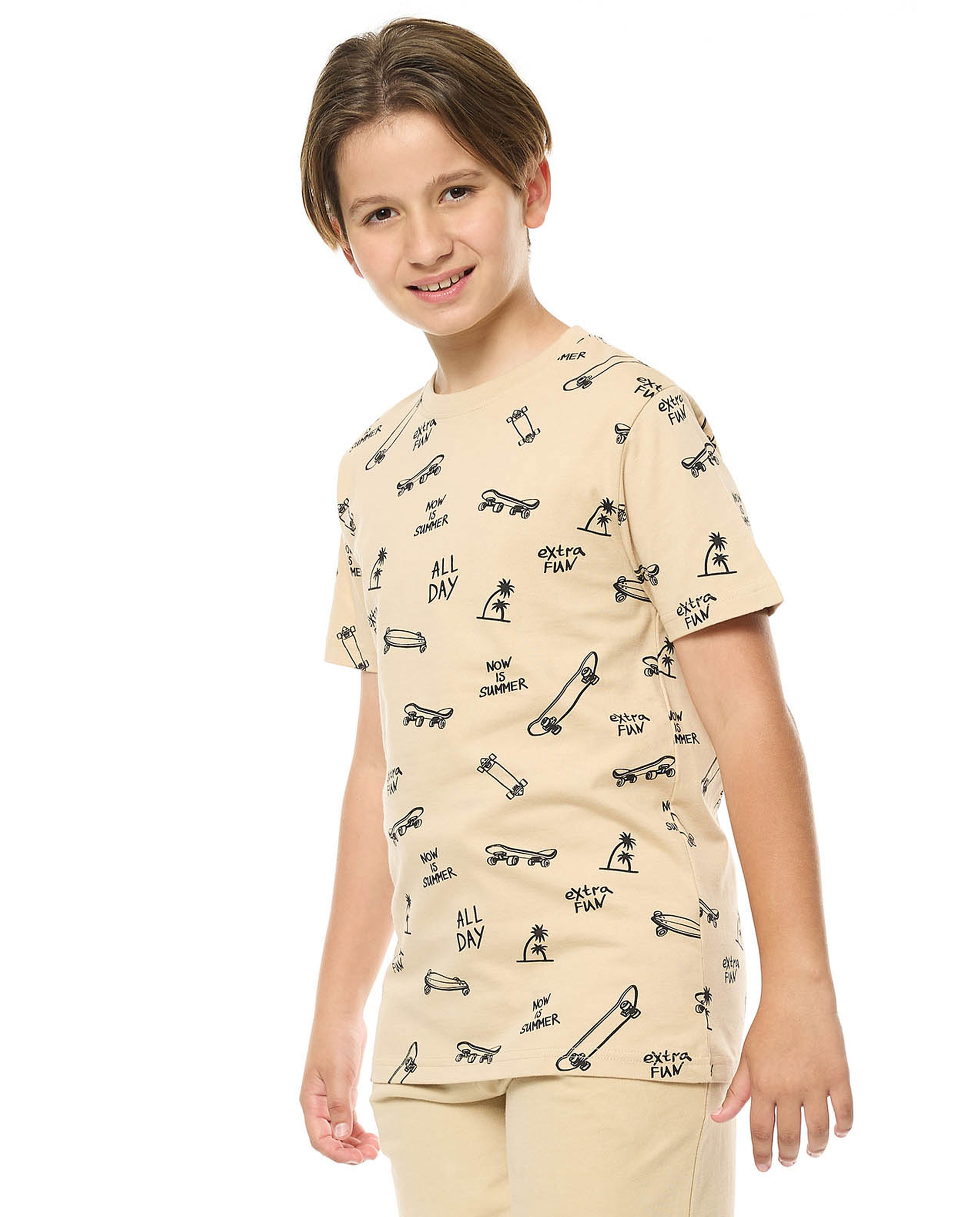 Printed T-Shirt with Crew Neck and Short Sleeves