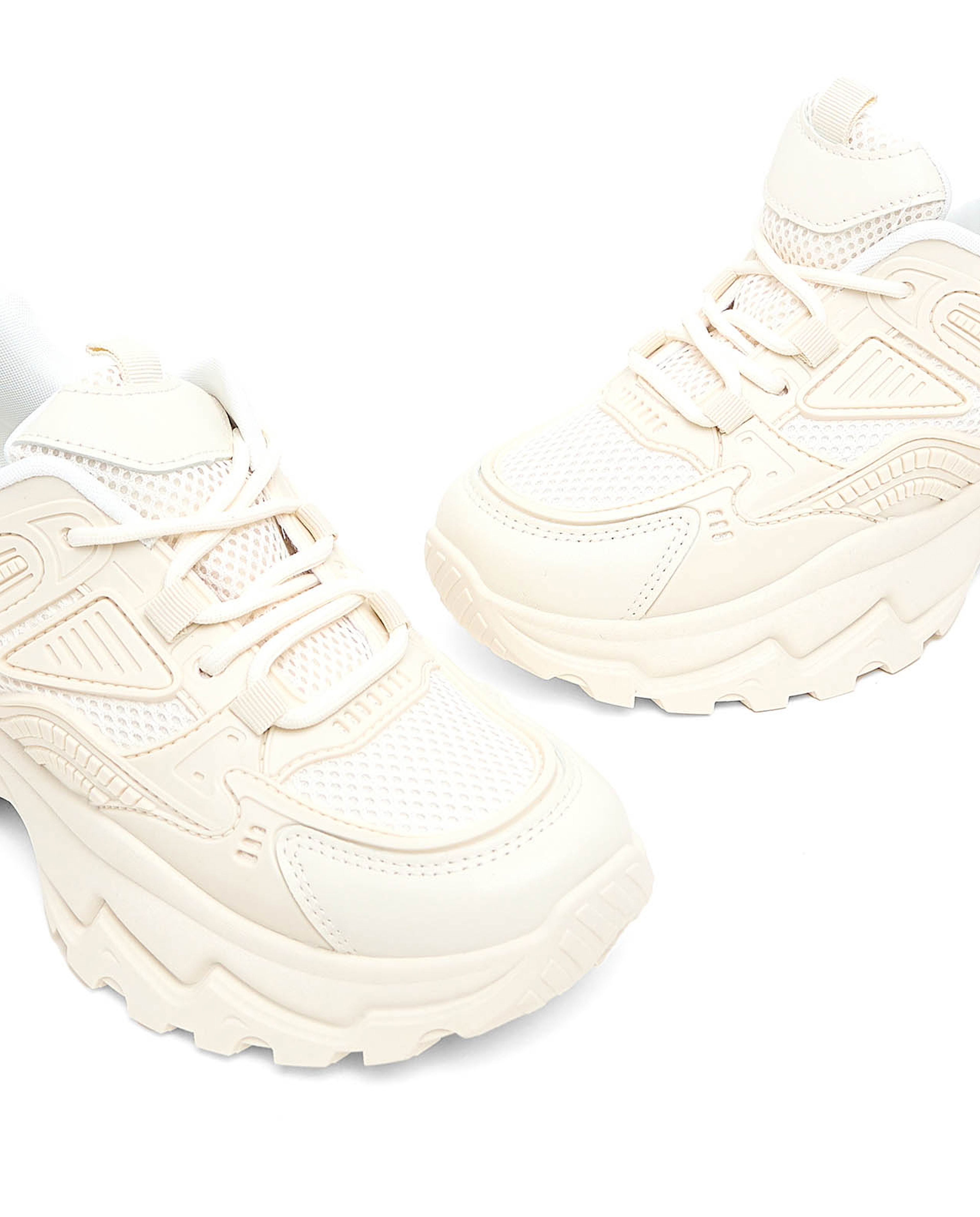 Mesh Detail Lace Up Chunky Sneakers