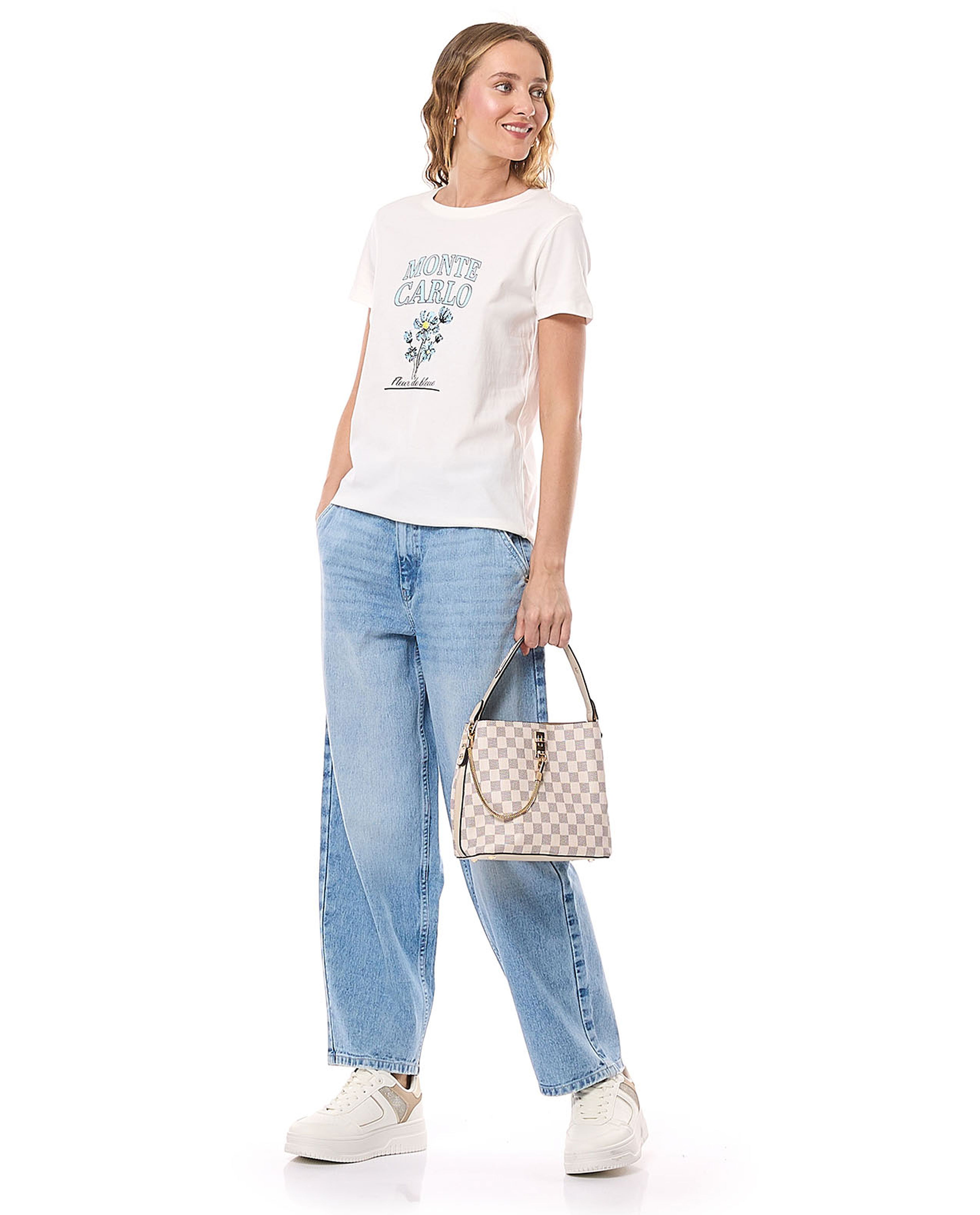 Faded Barrel Fit Jeans with Button Closure