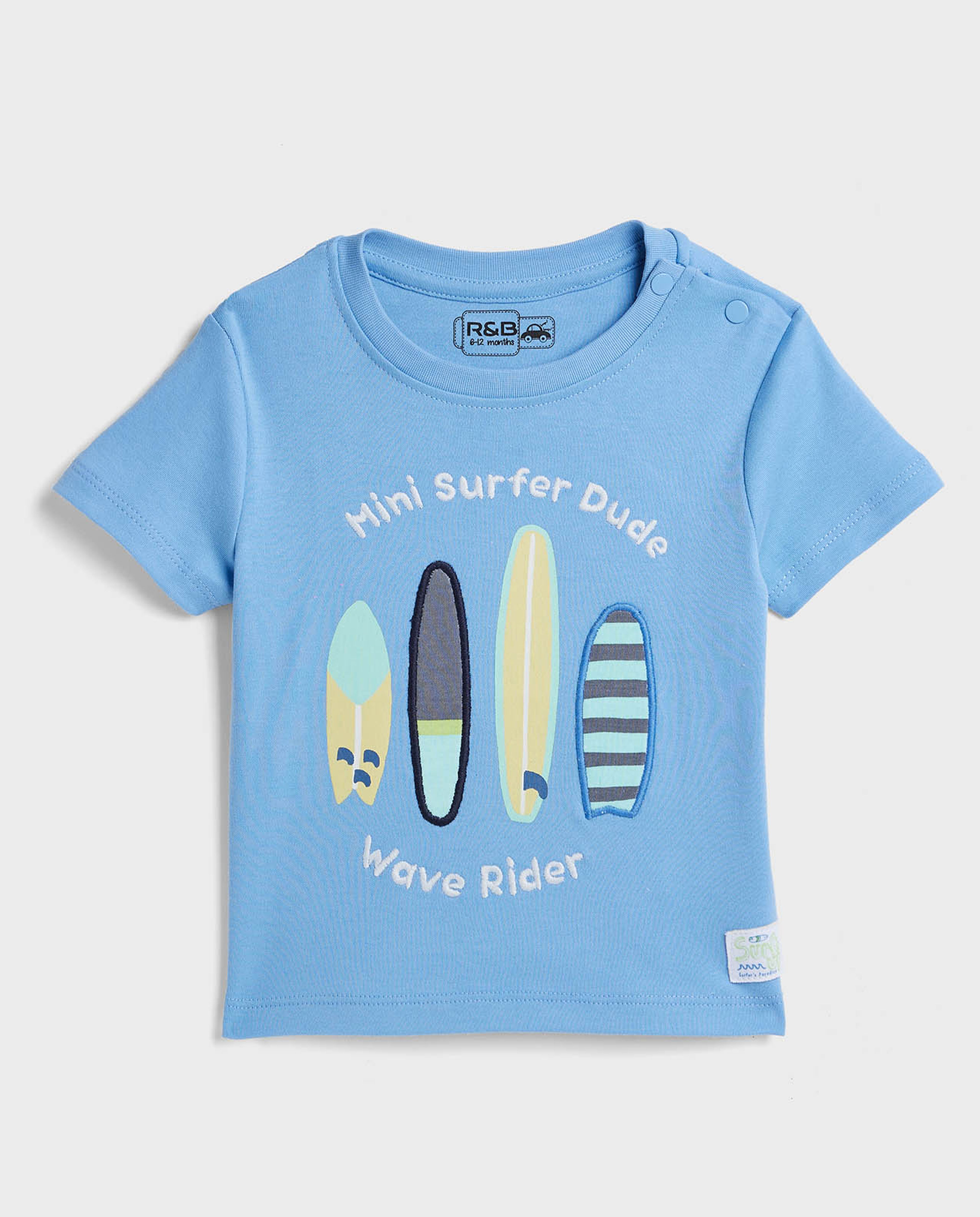 Embroidered T-Shirt with Crew Neck and Short Sleeves