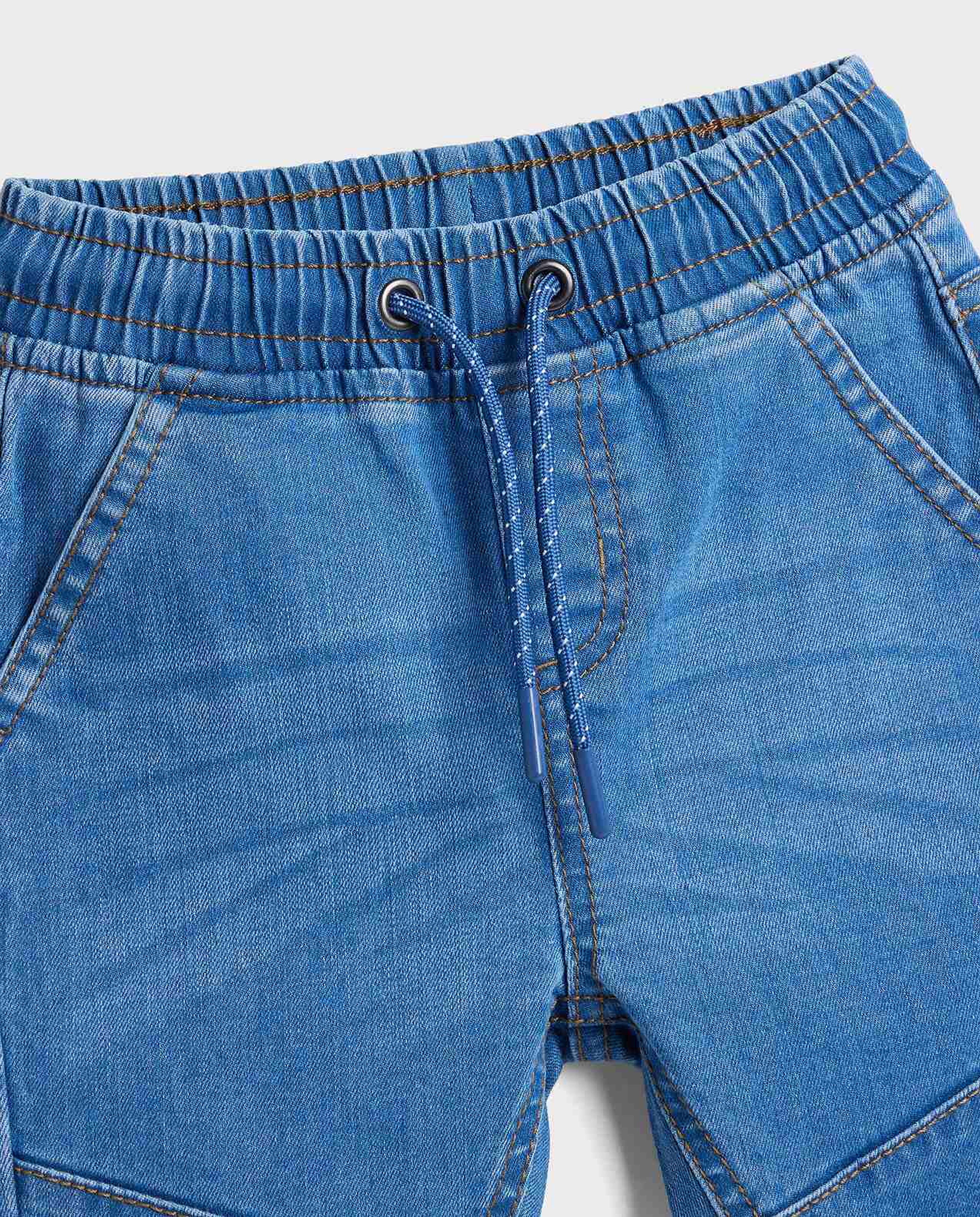 Faded Jogger Jeans with Drawstring Waist