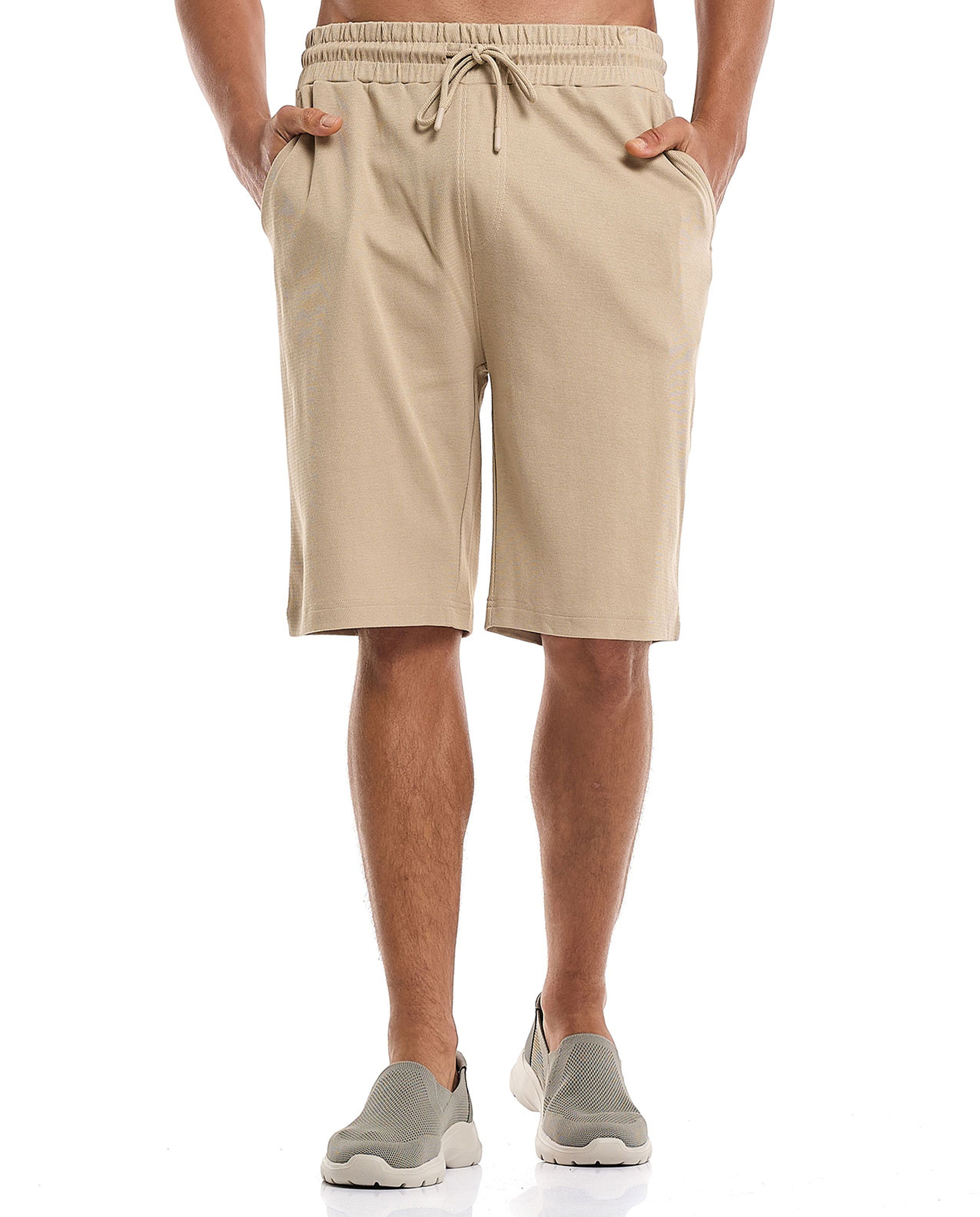 Solid Lounge Shorts with Drawstring Waist