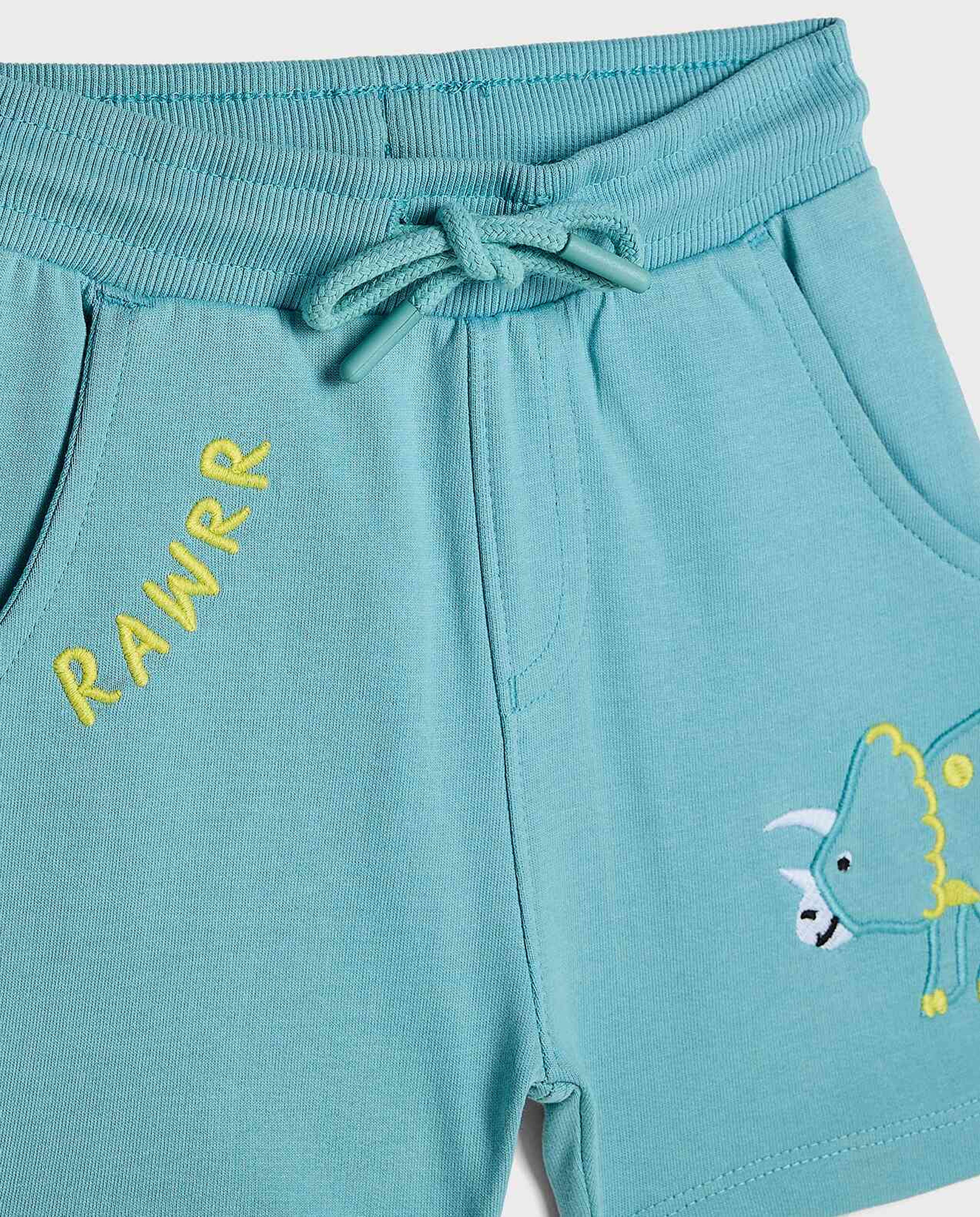 Embroidered Shorts with Drawstring Waist