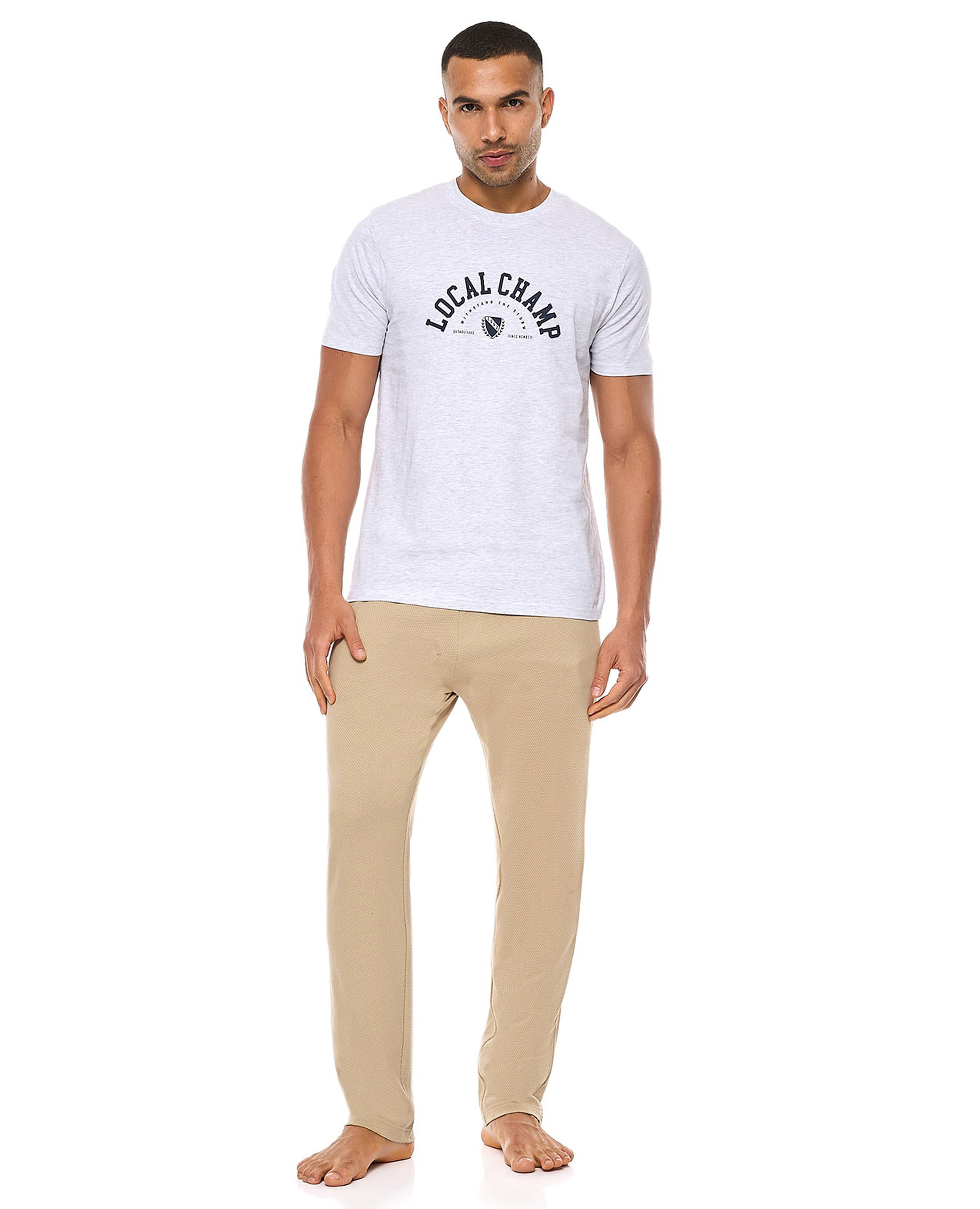 Textured Lounge Pants with Drawstring Waist