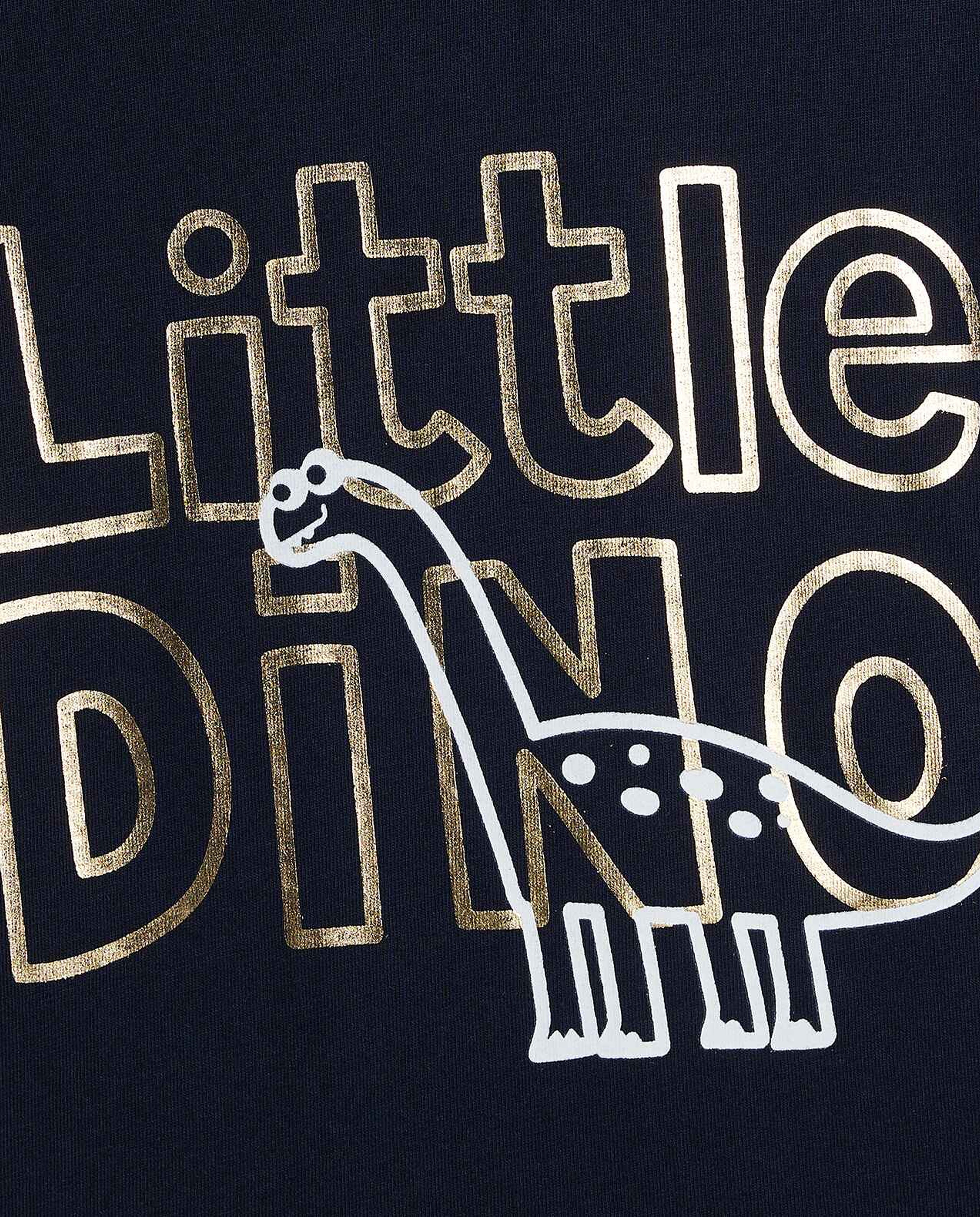 Dinosaur Printed T-Shirt with Crew Neck and Short Sleeves