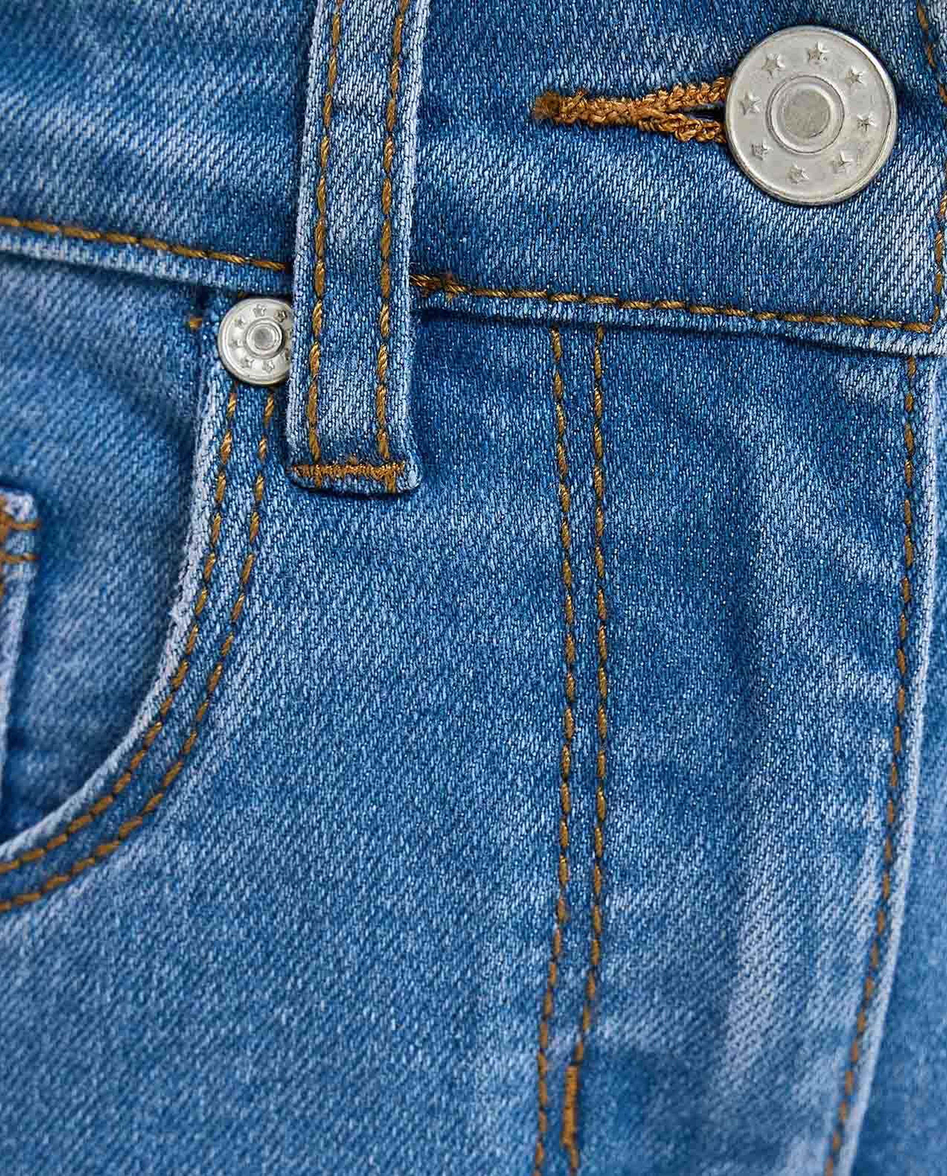 Washed Slim Fit Jeans with Button Closure