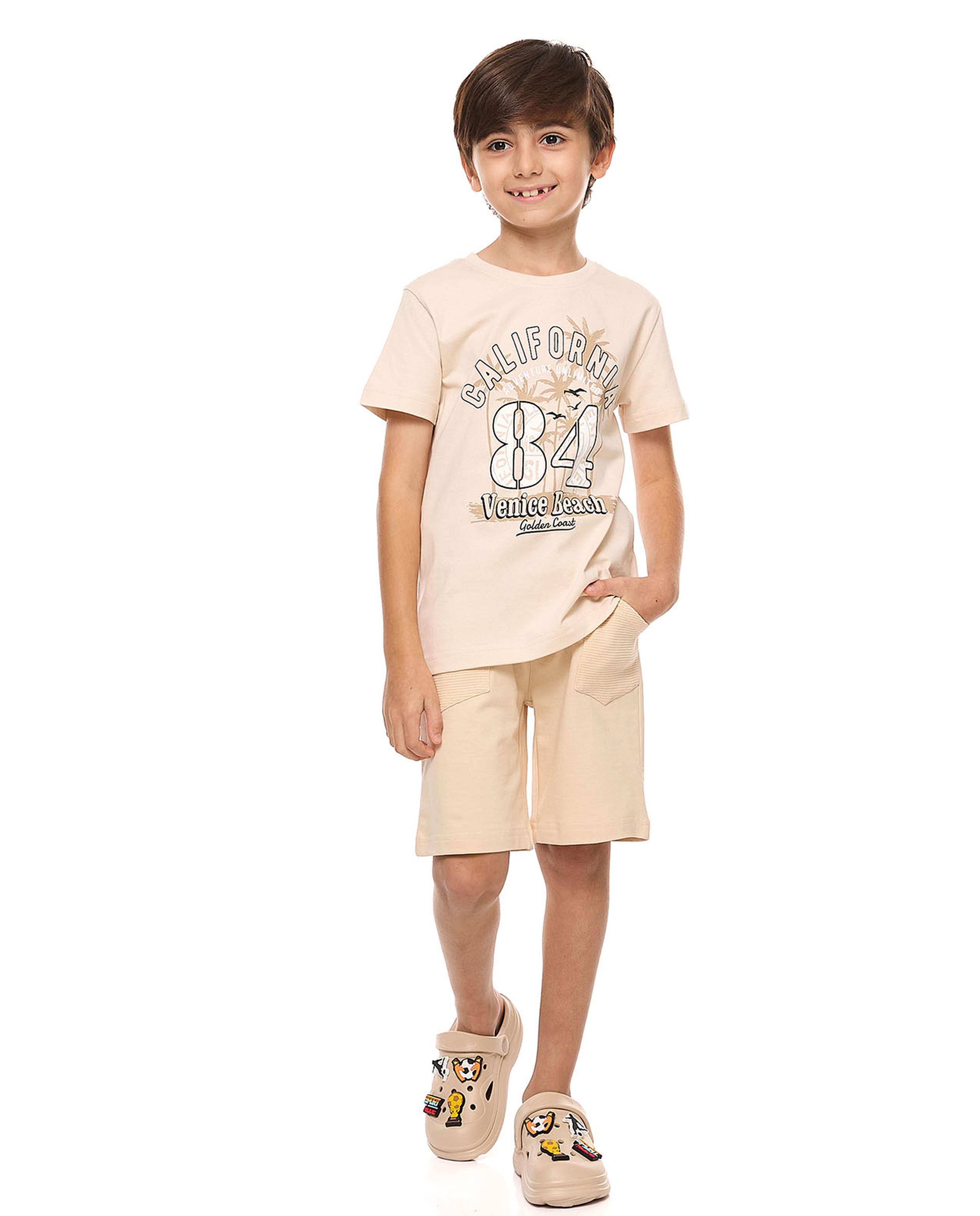 Printed T-Shirt with Crew Neck and Short Sleeves