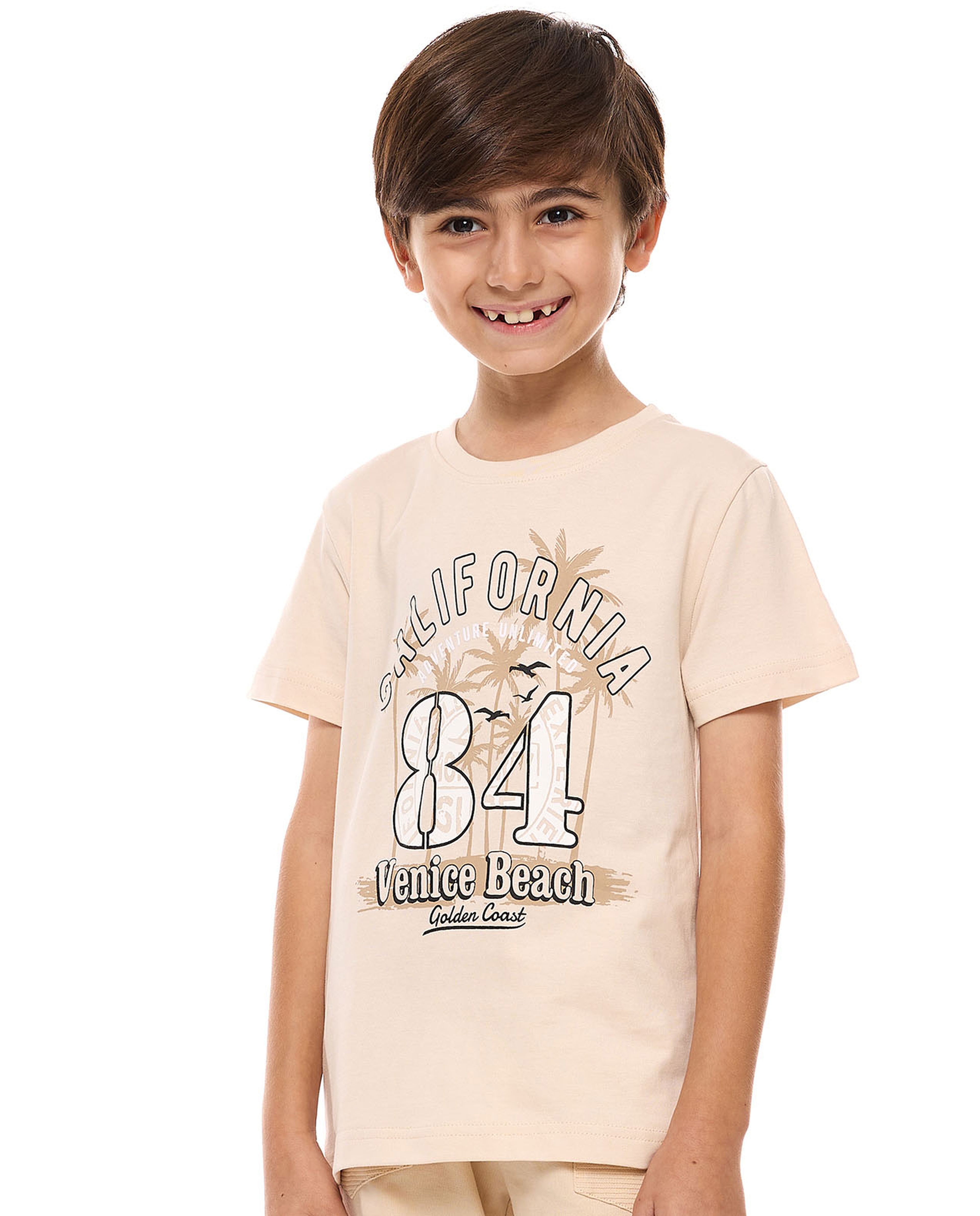 Printed T-Shirt with Crew Neck and Short Sleeves