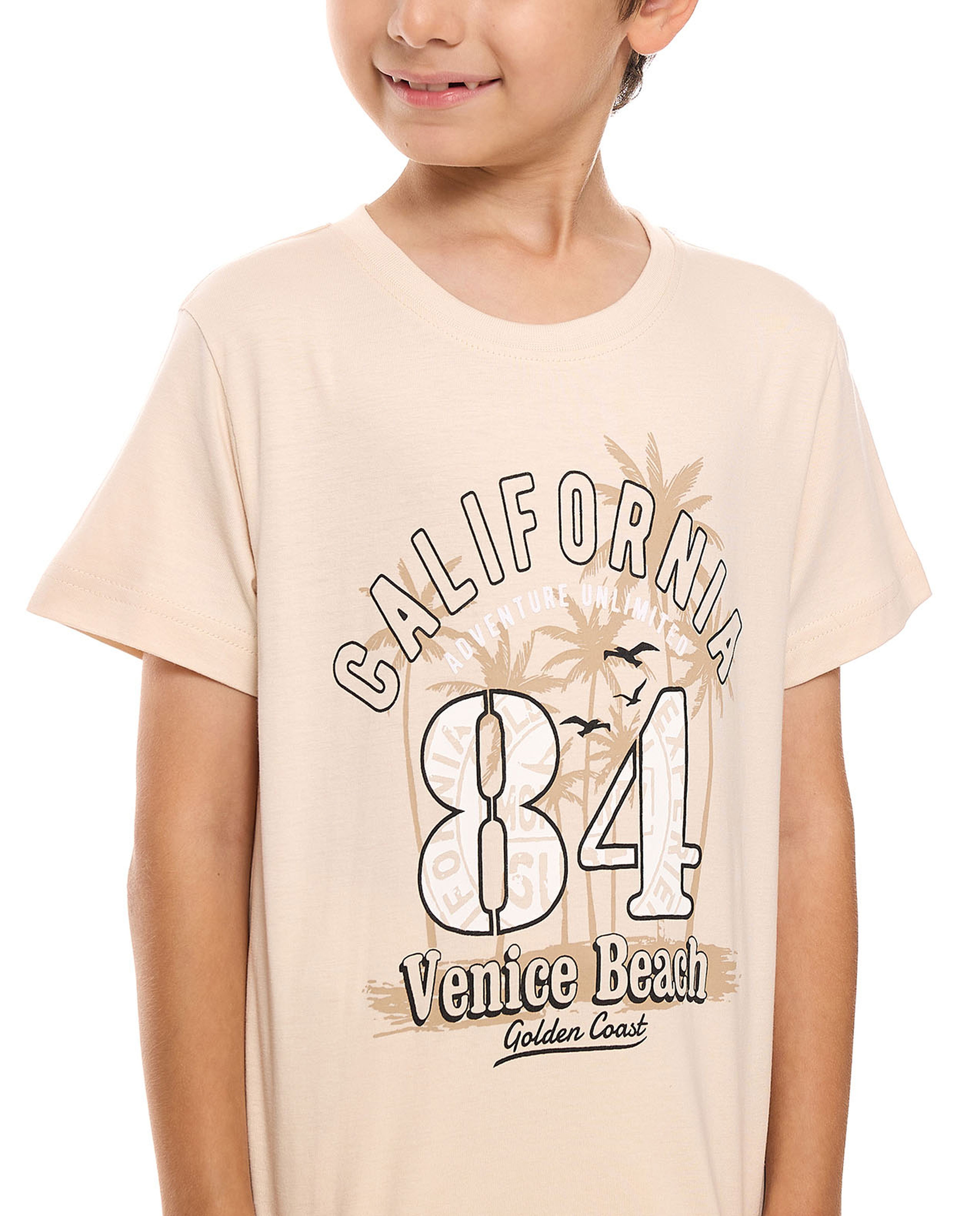 Printed T-Shirt with Crew Neck and Short Sleeves