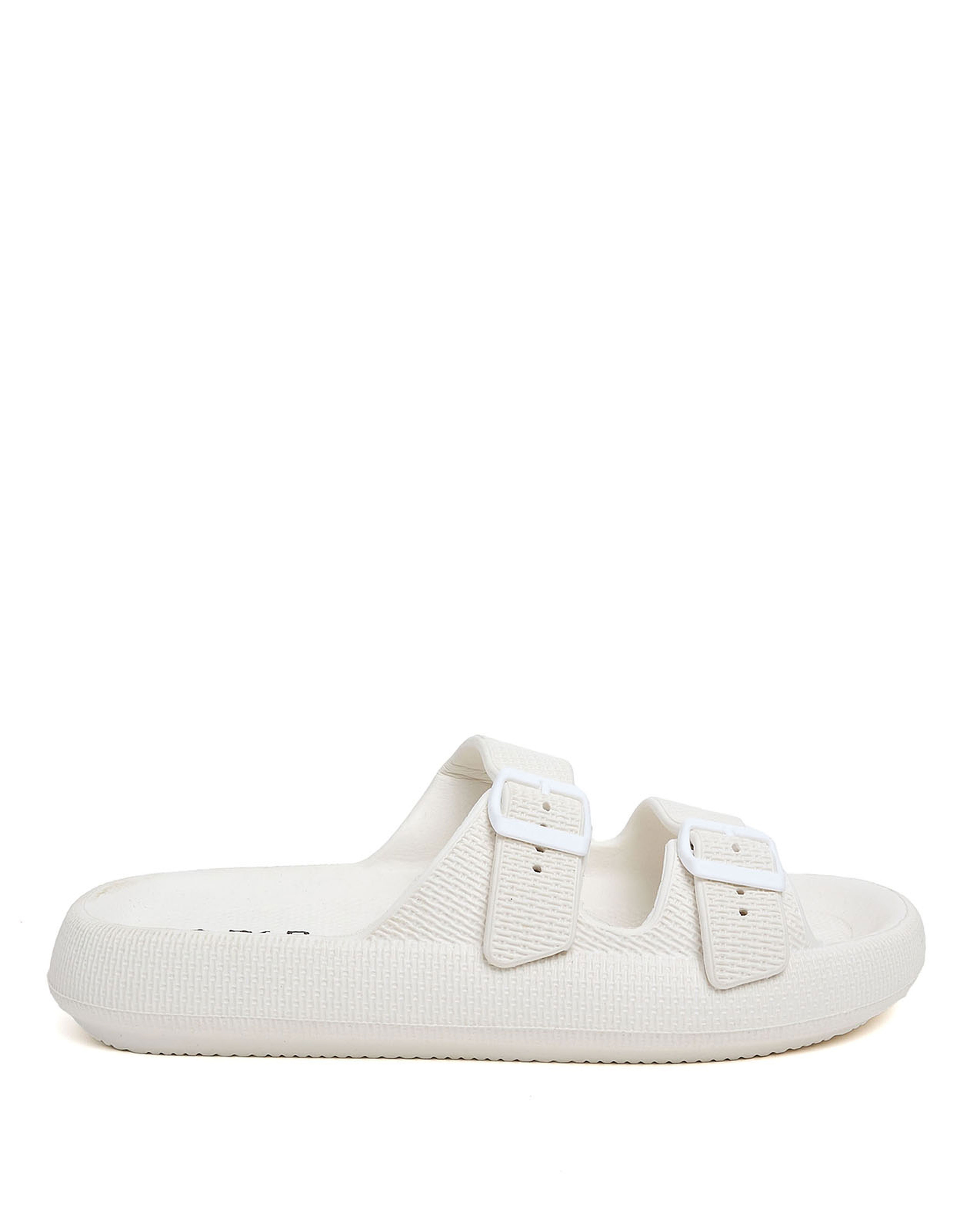 Textured Buckle Detail Slides