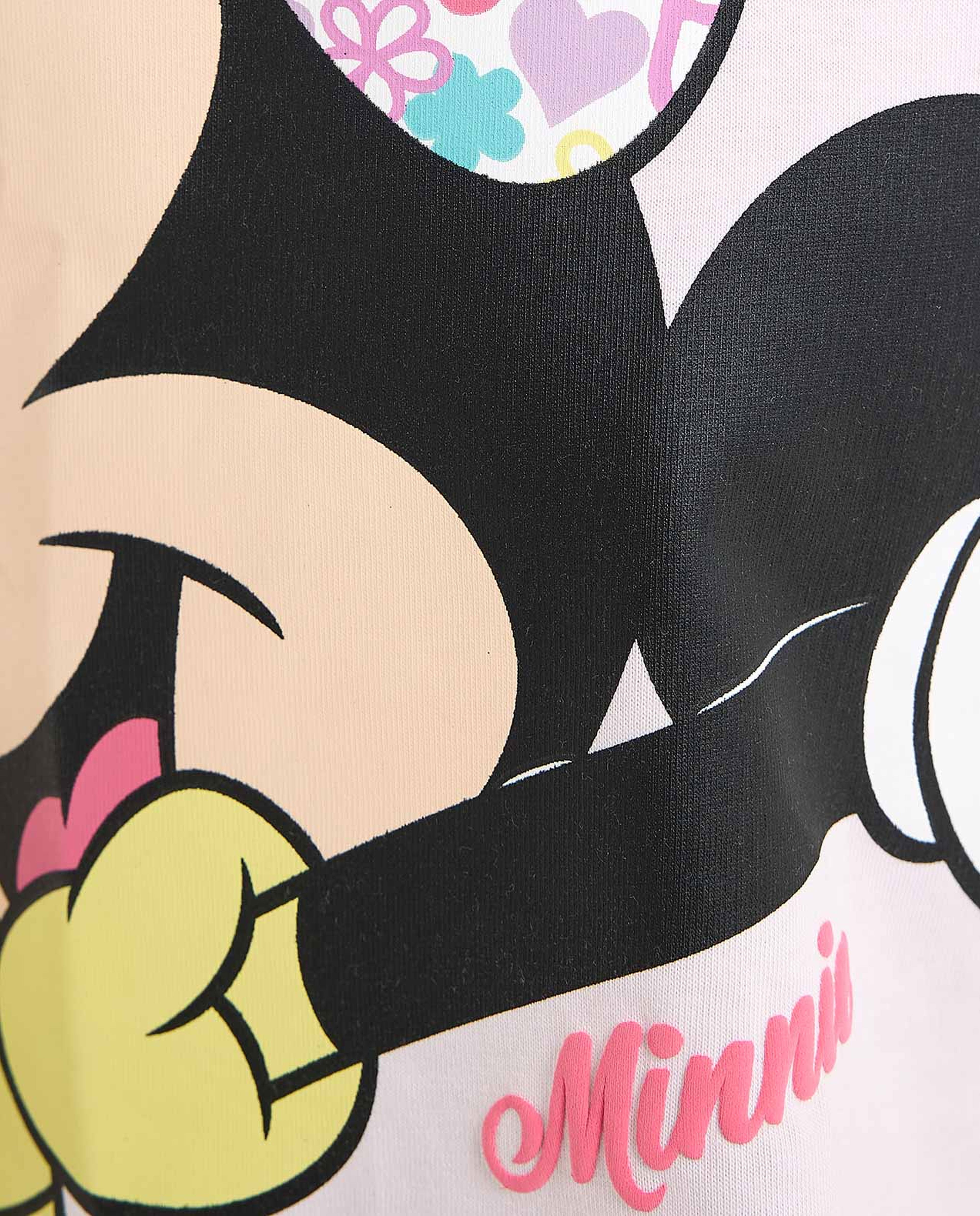 Minnie Mouse Printed T-Shirt with Crew Neck and Short Sleeves
