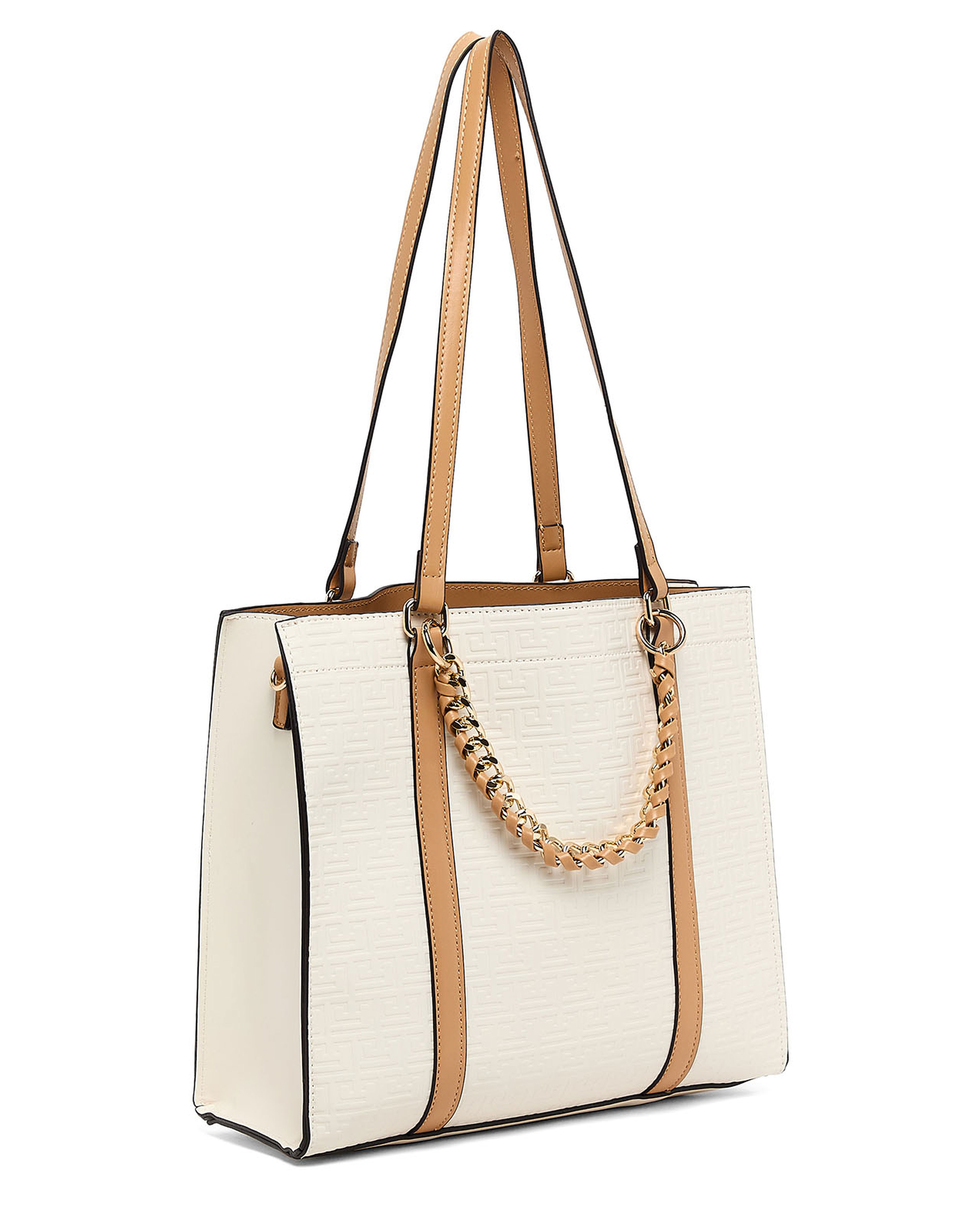 Textured Shoulder Bag with Pouch