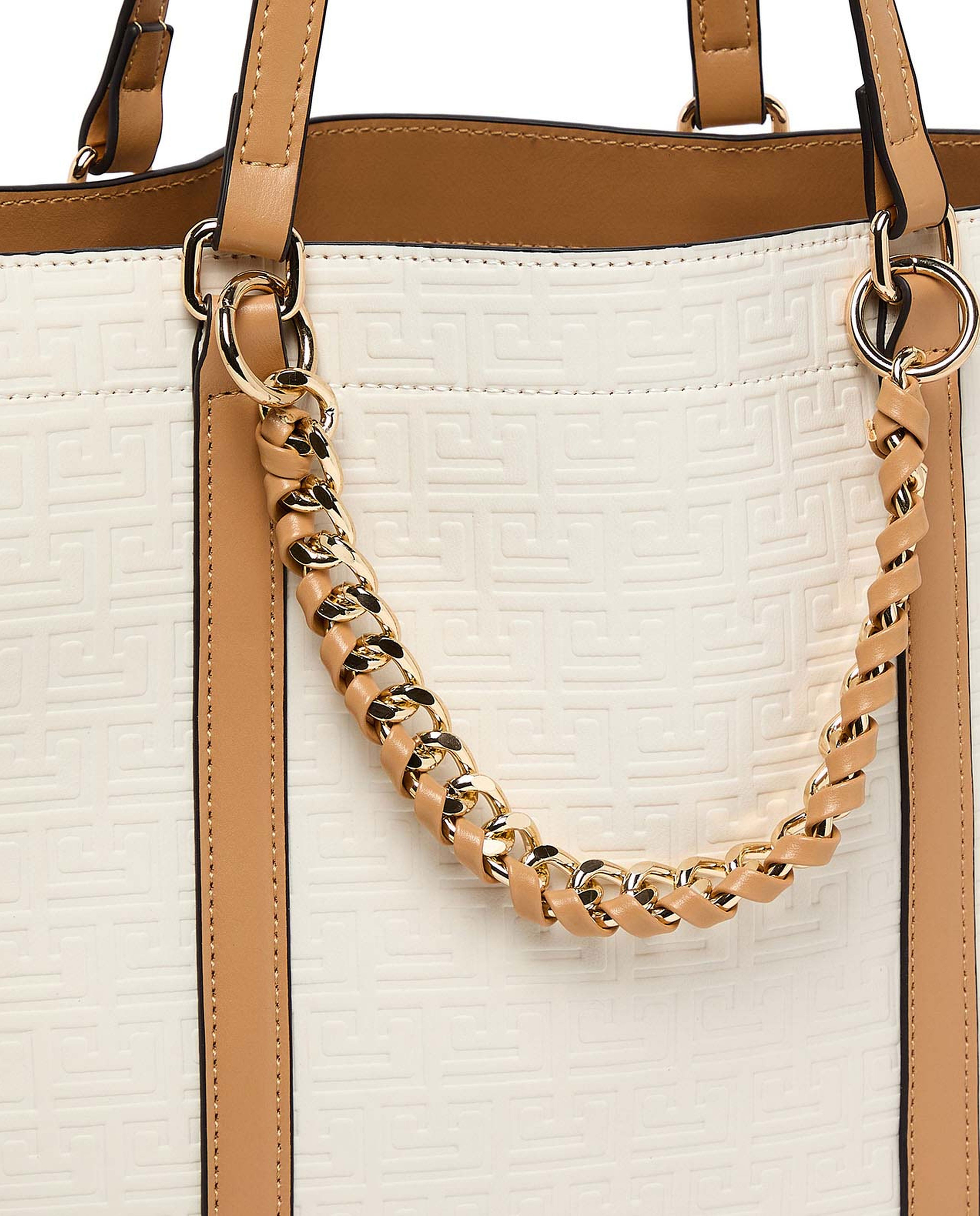 Textured Shoulder Bag with Pouch