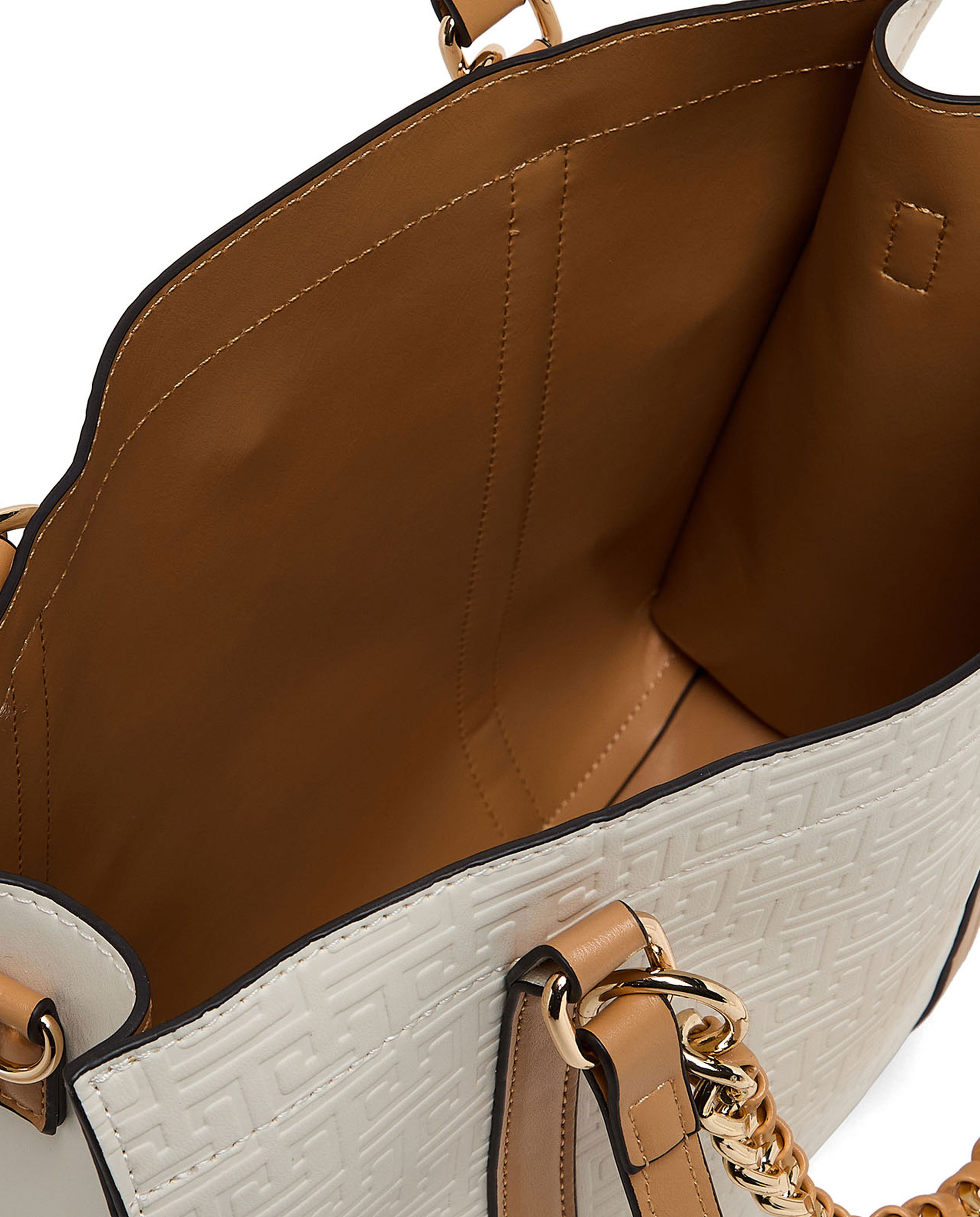 Textured Shoulder Bag with Pouch