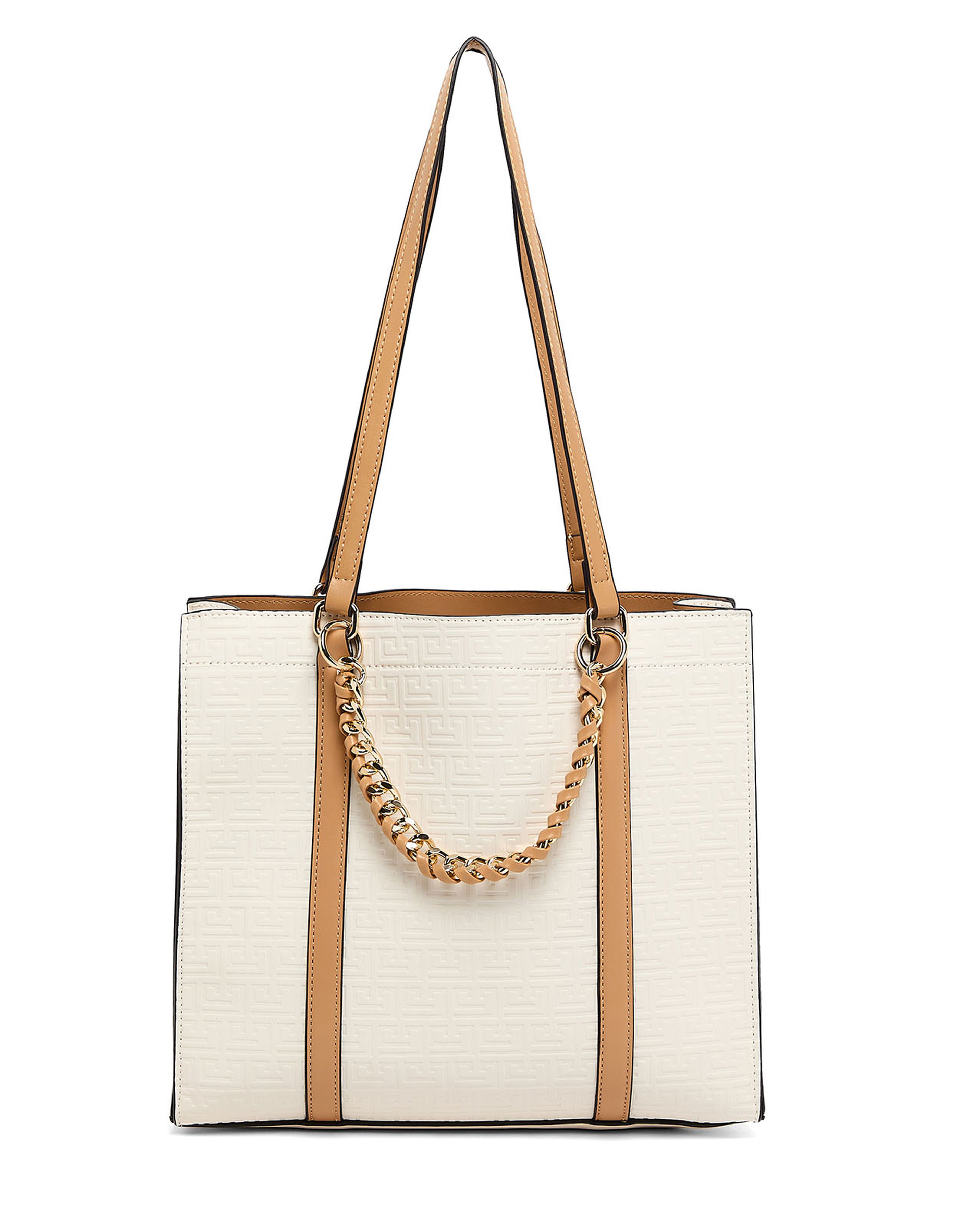 Textured Shoulder Bag with Pouch