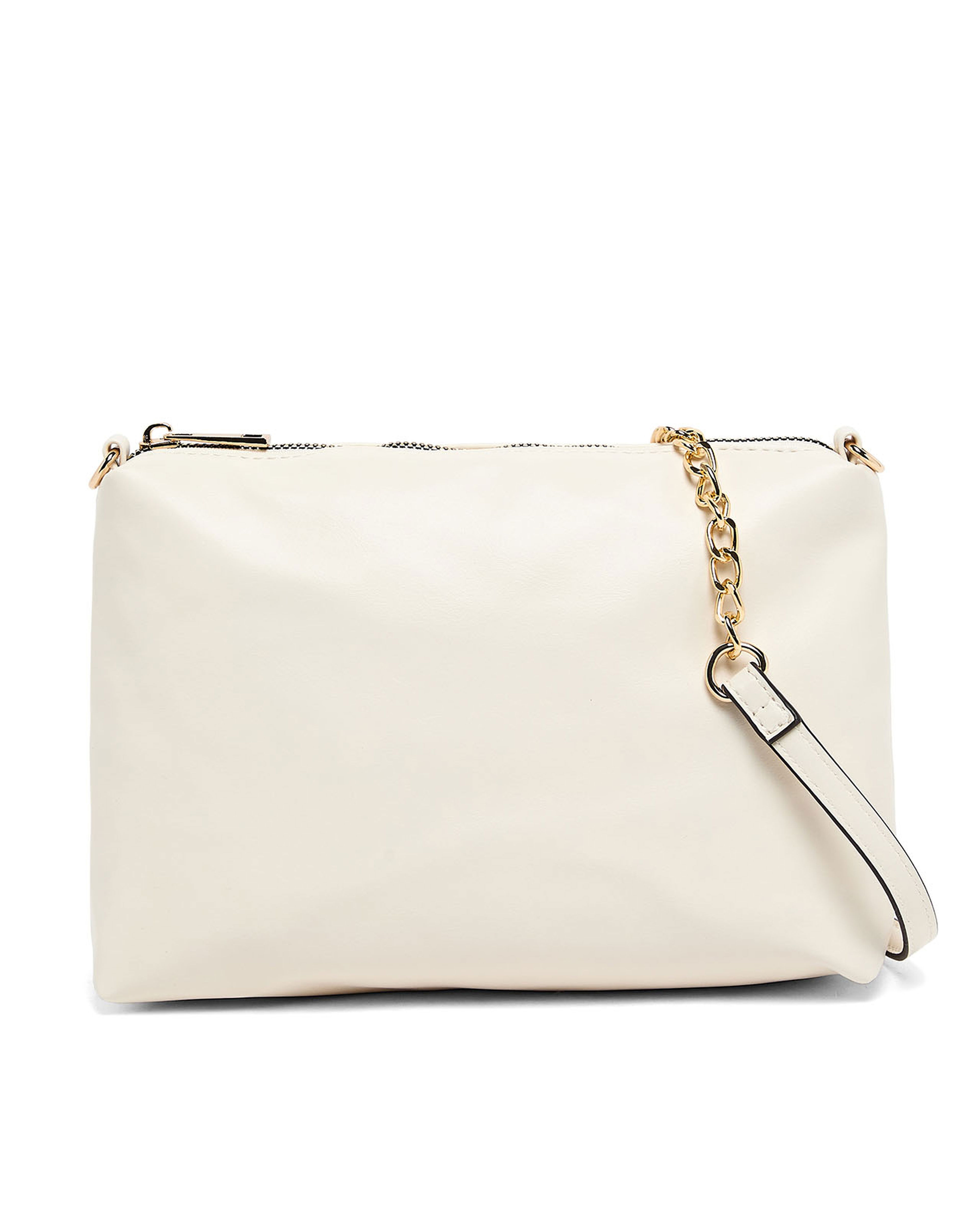 Textured Shoulder Bag with Pouch