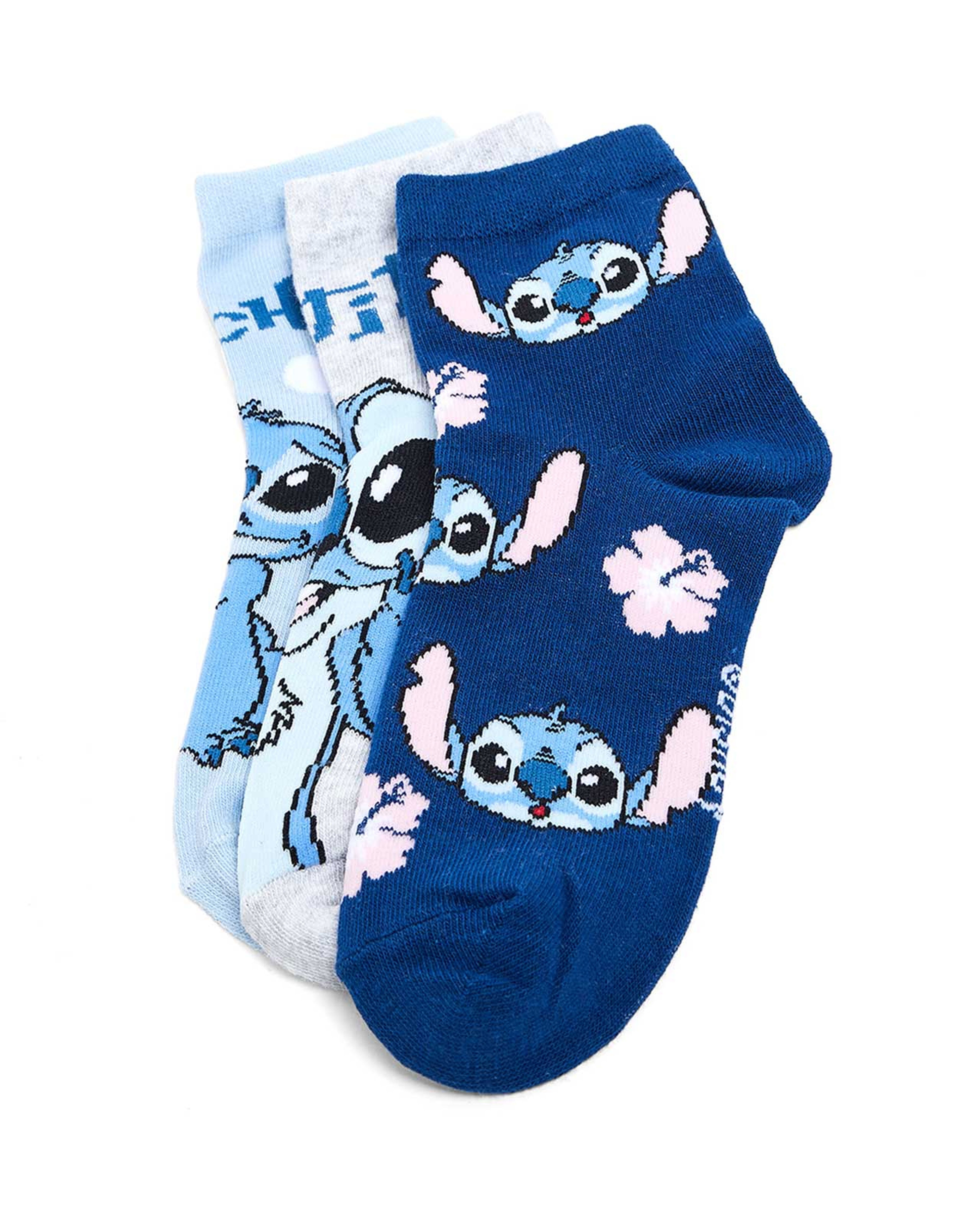 3 Pack Stitch Print Ankle Socks