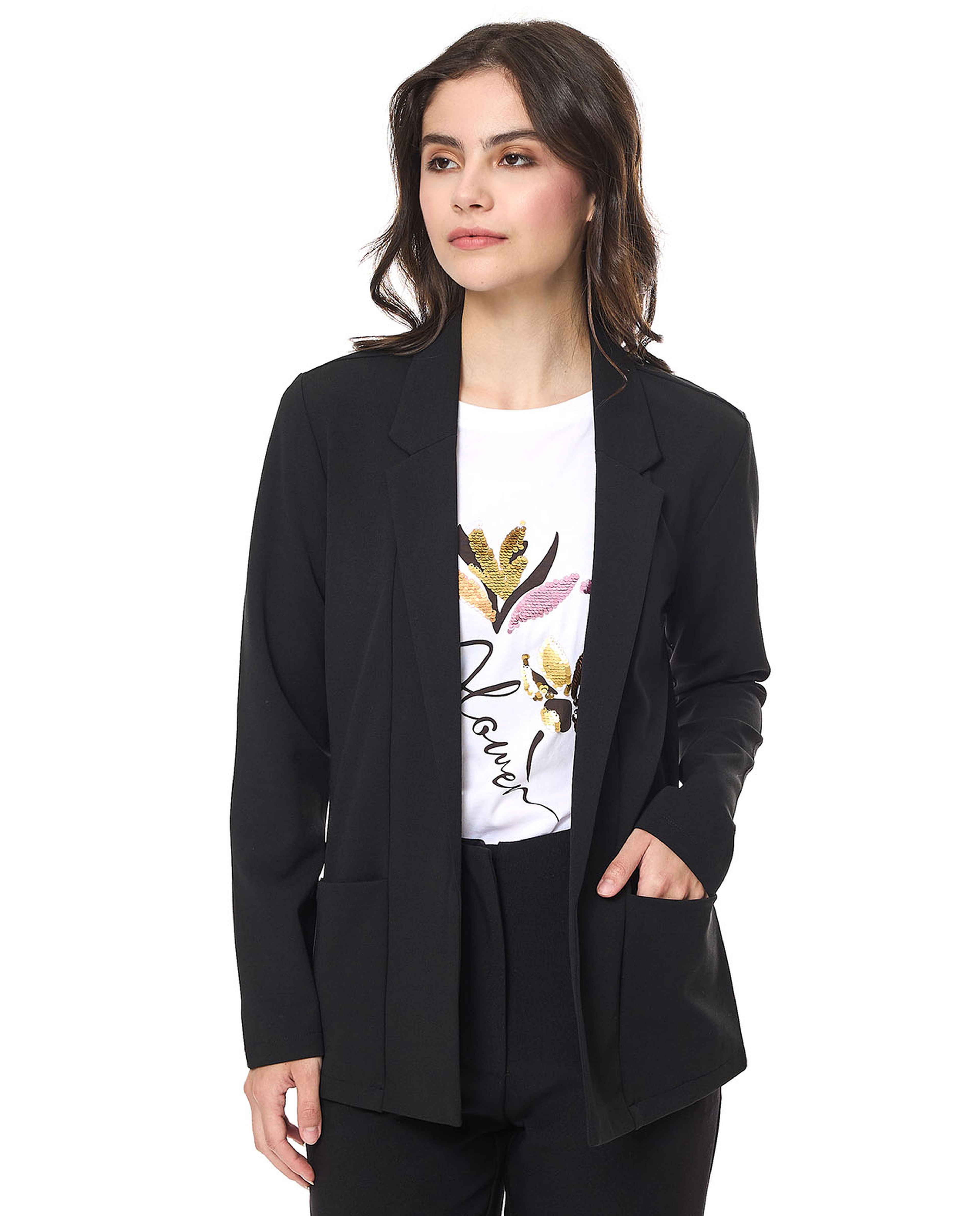 Solid Jacket with Long Sleeves