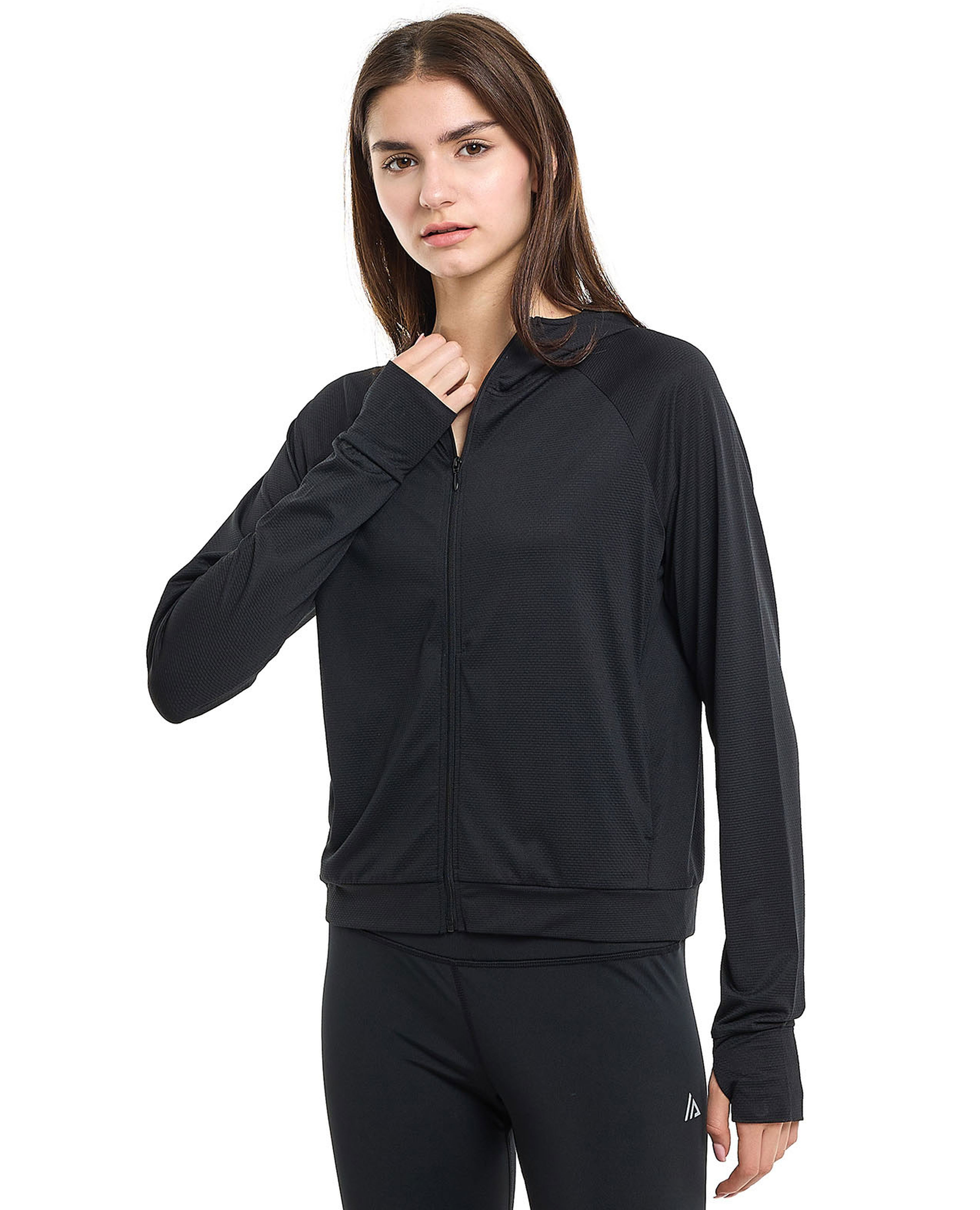 Zippered Hooded Jacket with Thumbhole