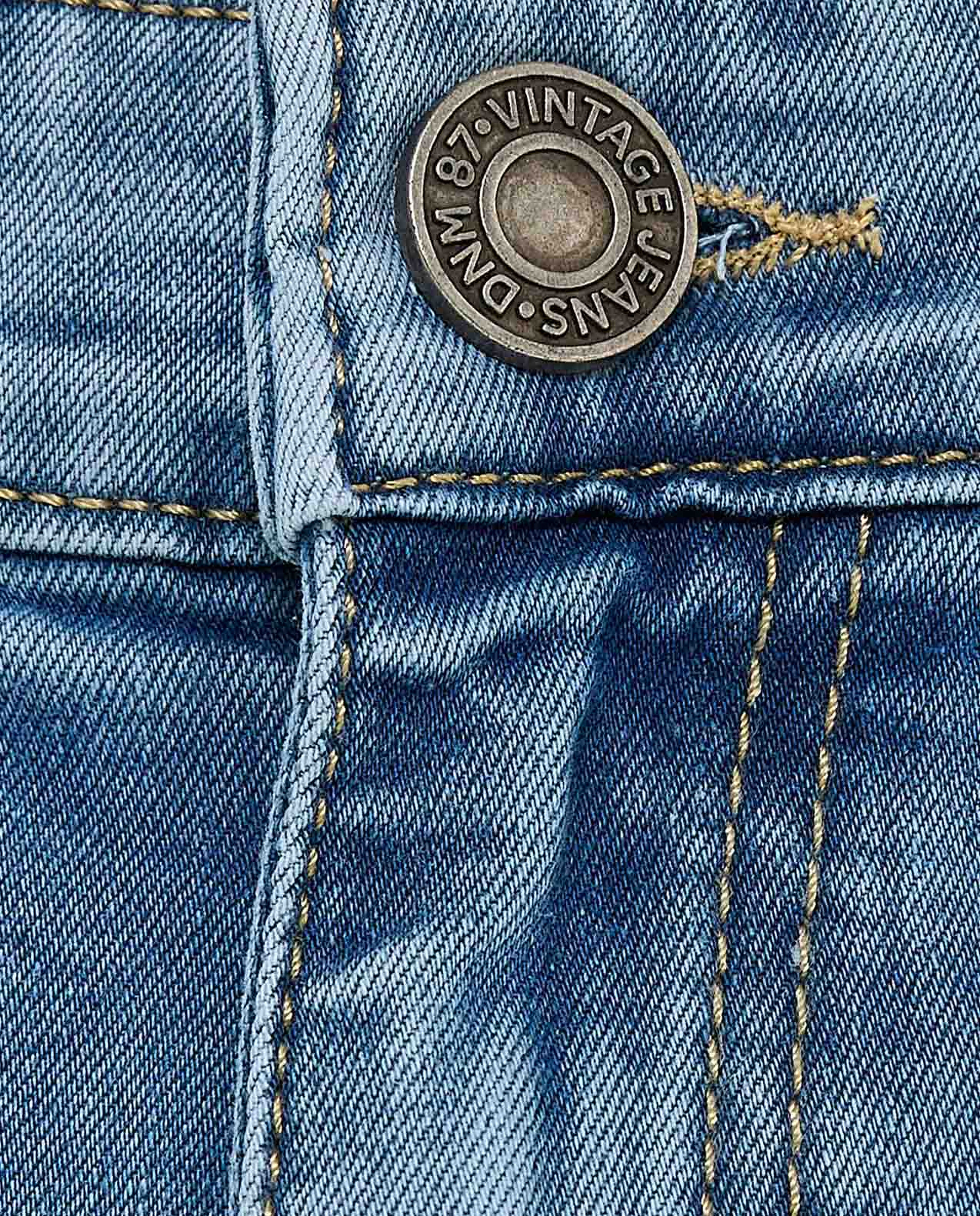 Faded Straight Fit Jeans with Button Closure